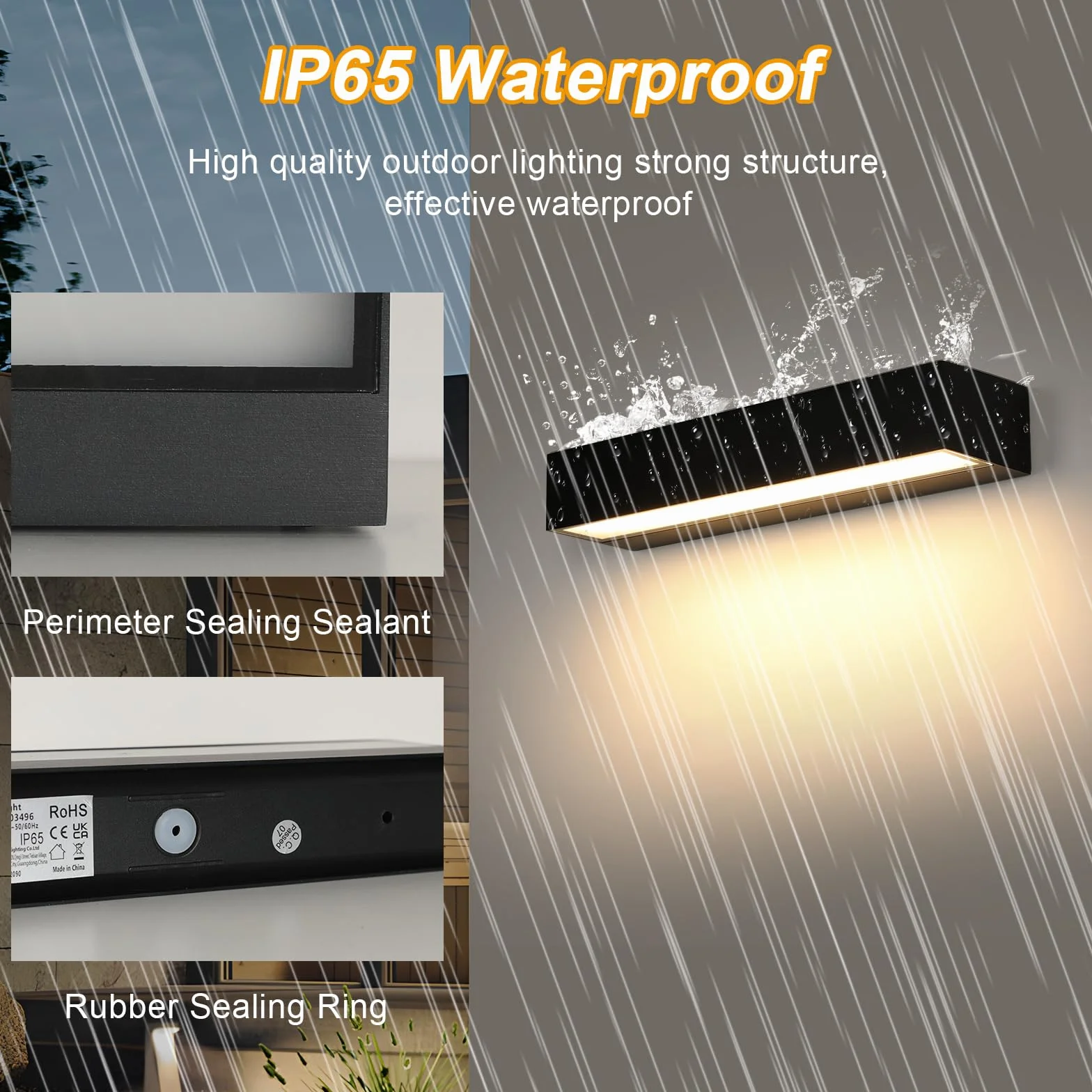 Riserva Apliques de Pared Exterior 16W, IP65 Impermeable Lámpara de Pared LED Moderna, 3000K Blanco cálido, Negro