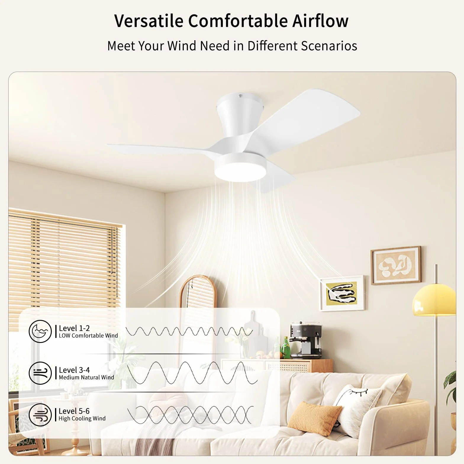 Ventilador de Techo con Luz 80cm, con Mando y App, Motor DC Silencioso, 6 Velocidades, Verano/Invierno, Memoria, Regulable 3000K-6000K, Temporizador, para Techos Bajos Dormitorio Salón Comedor Cocina