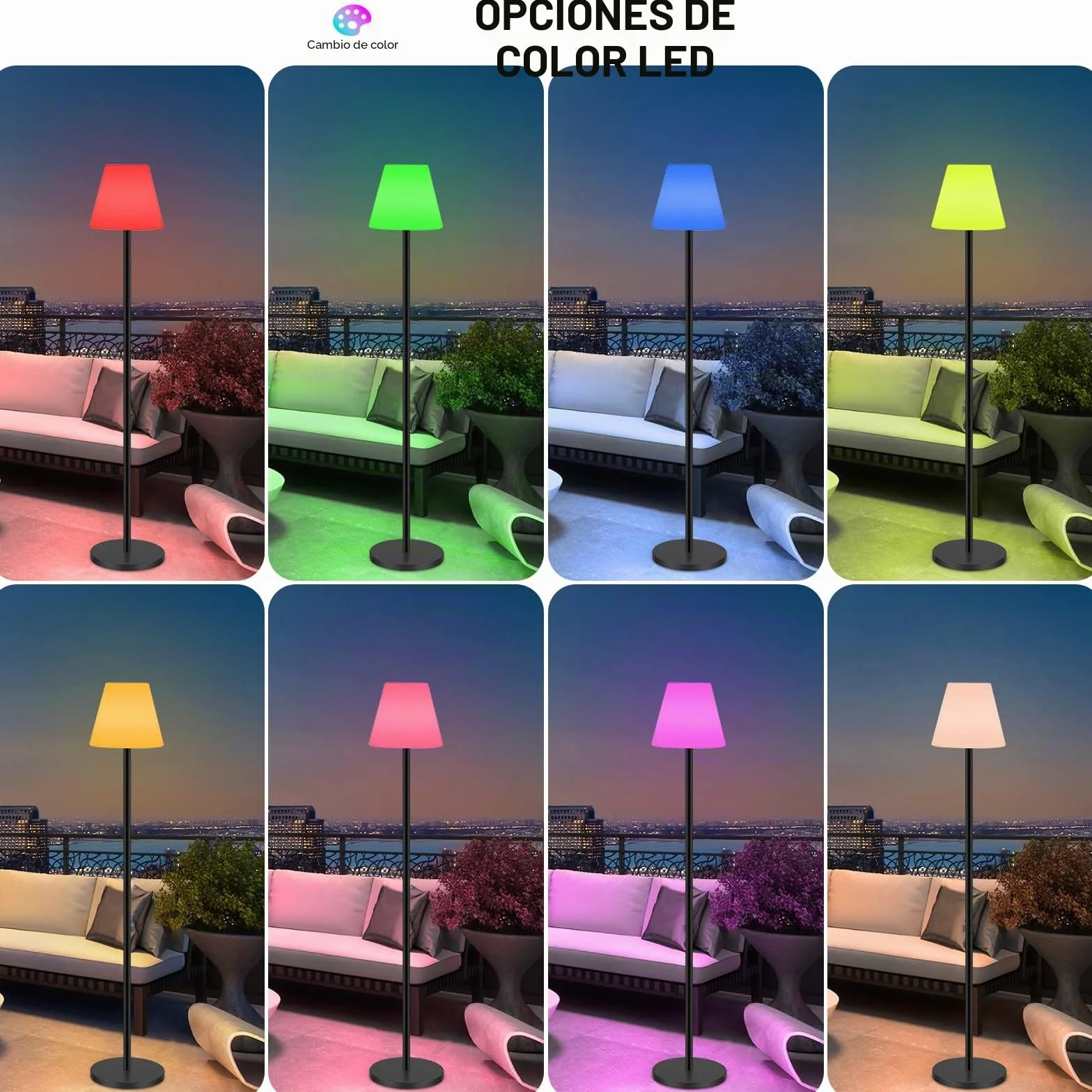 Lámpara de pie solar LED impermeable recargable USB con sensor de luz regulable para exteriores jardín