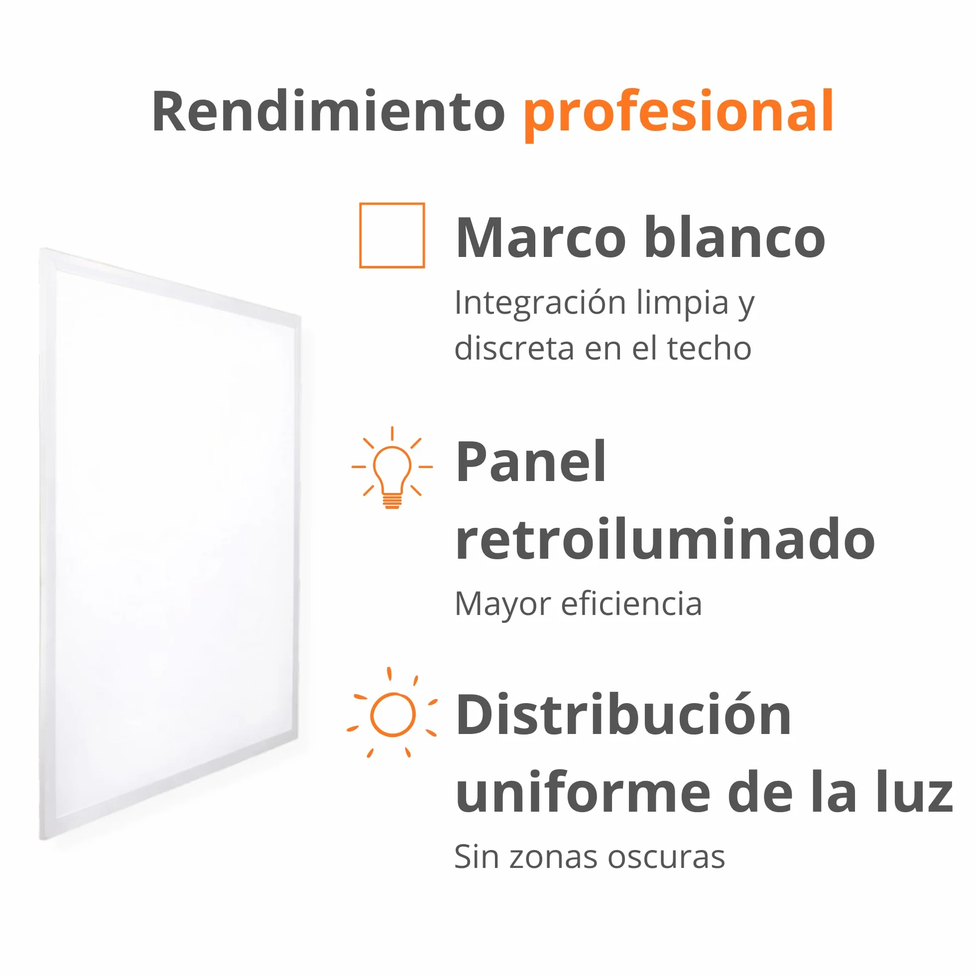 Panel LED Retroiluminado 60x60cm 48W Blanco Frío 6000K 4500 lúmenes Pack x4