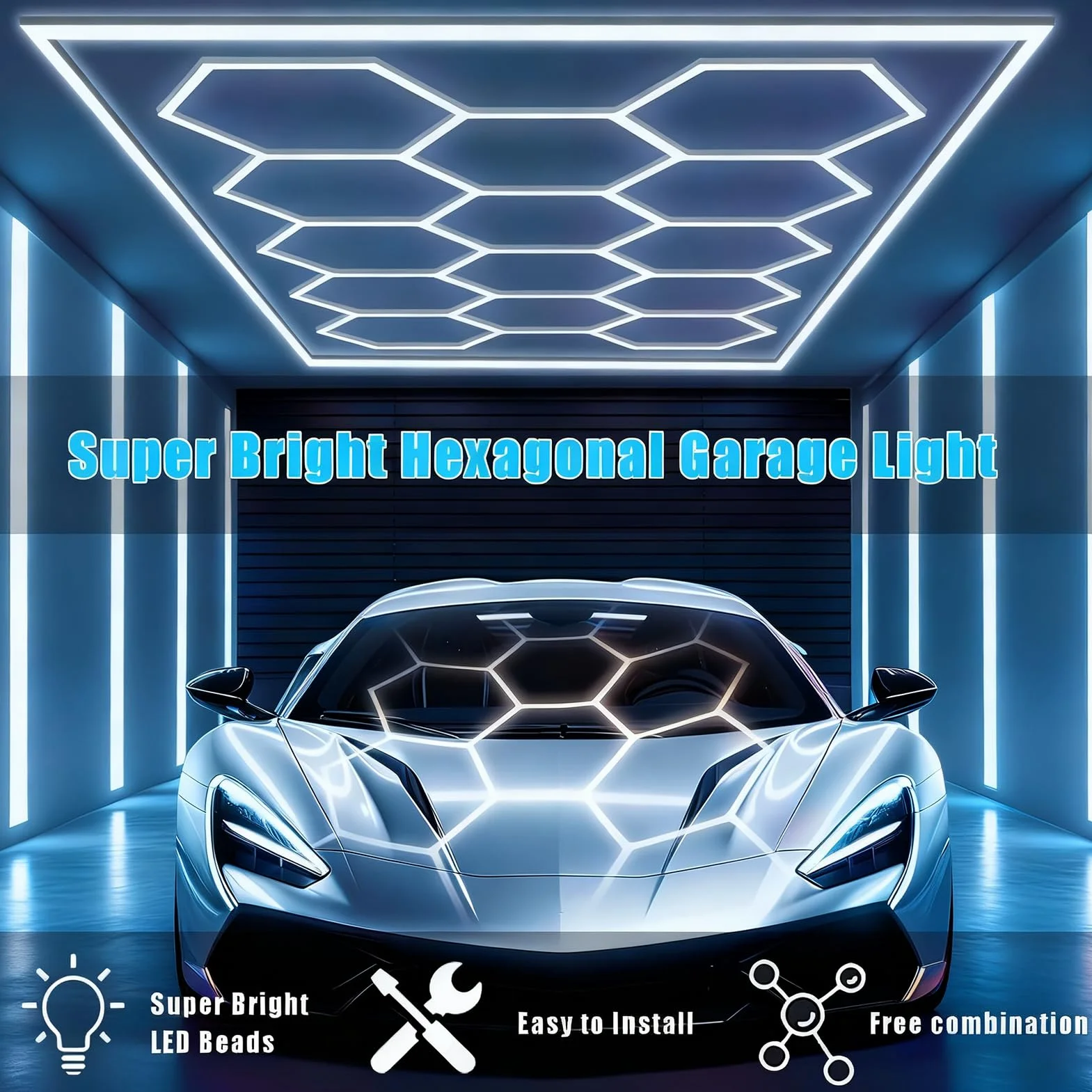 Panel LED Hexagonal Nido de Abeja 86400LM 720W IP54 Luz Blanca 6500K