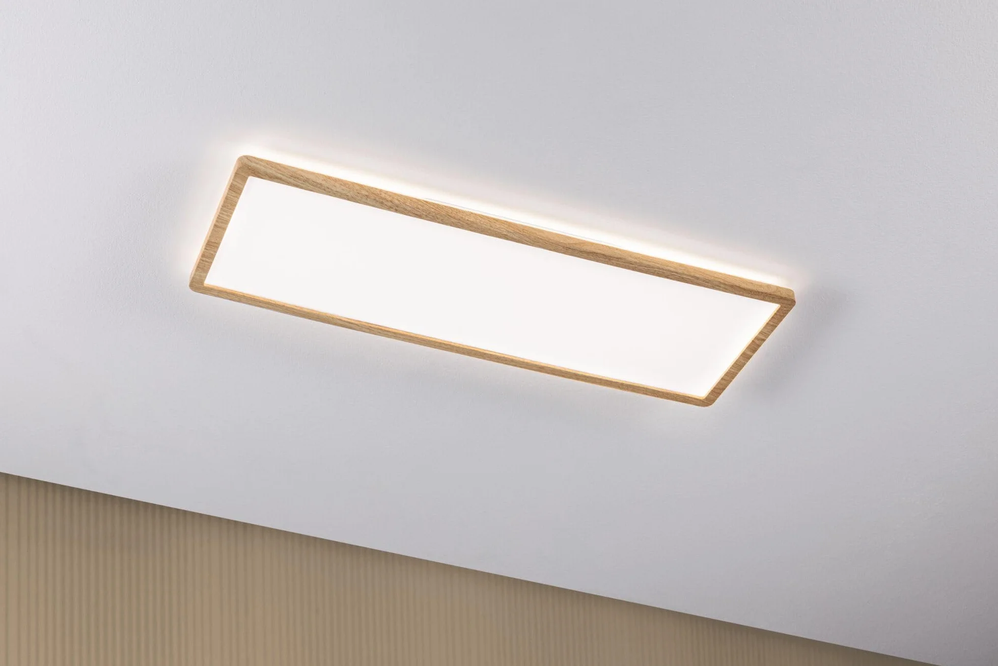 Paulmann Panel LED Atria Shine plafón cuadrado IP44 22W 2300lm 580mmx200mm acabado madera 4000K