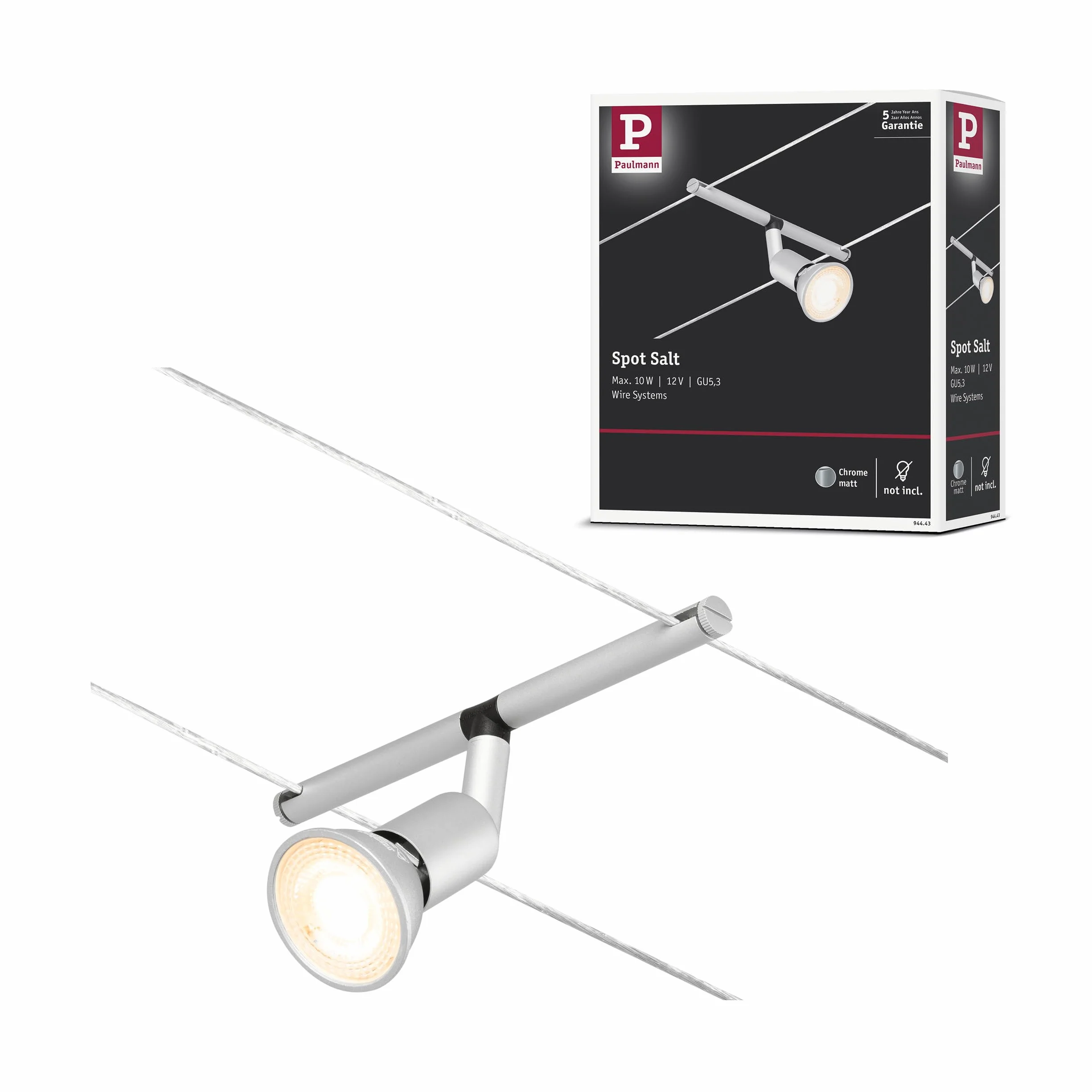 Paulmann Sistema de Cableado Spot Salt, GU5,3, 10W, Cromado Mate