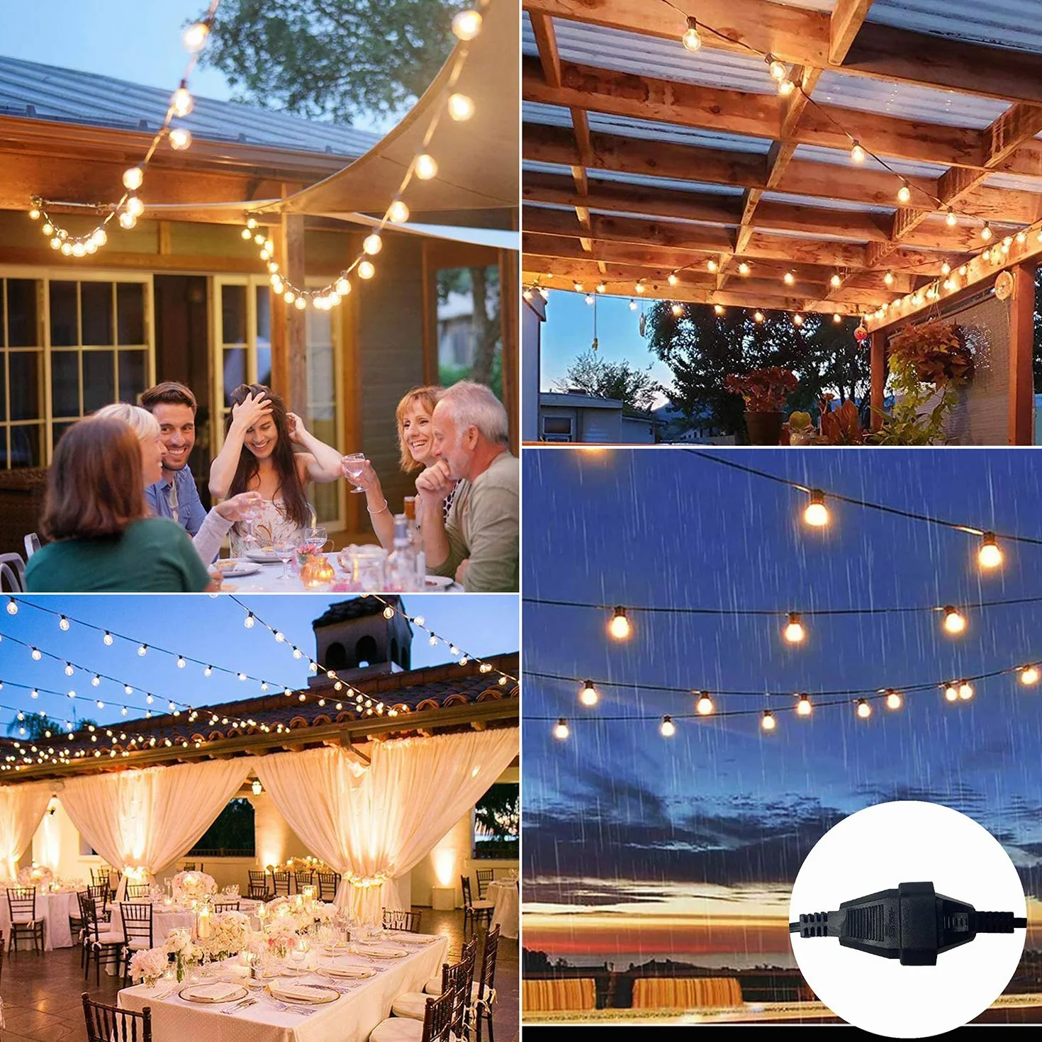 ZOTOYI G40 Cadena de Luces Exterior LED 15 Metros Impermeable IP65 20+2 Bombillas