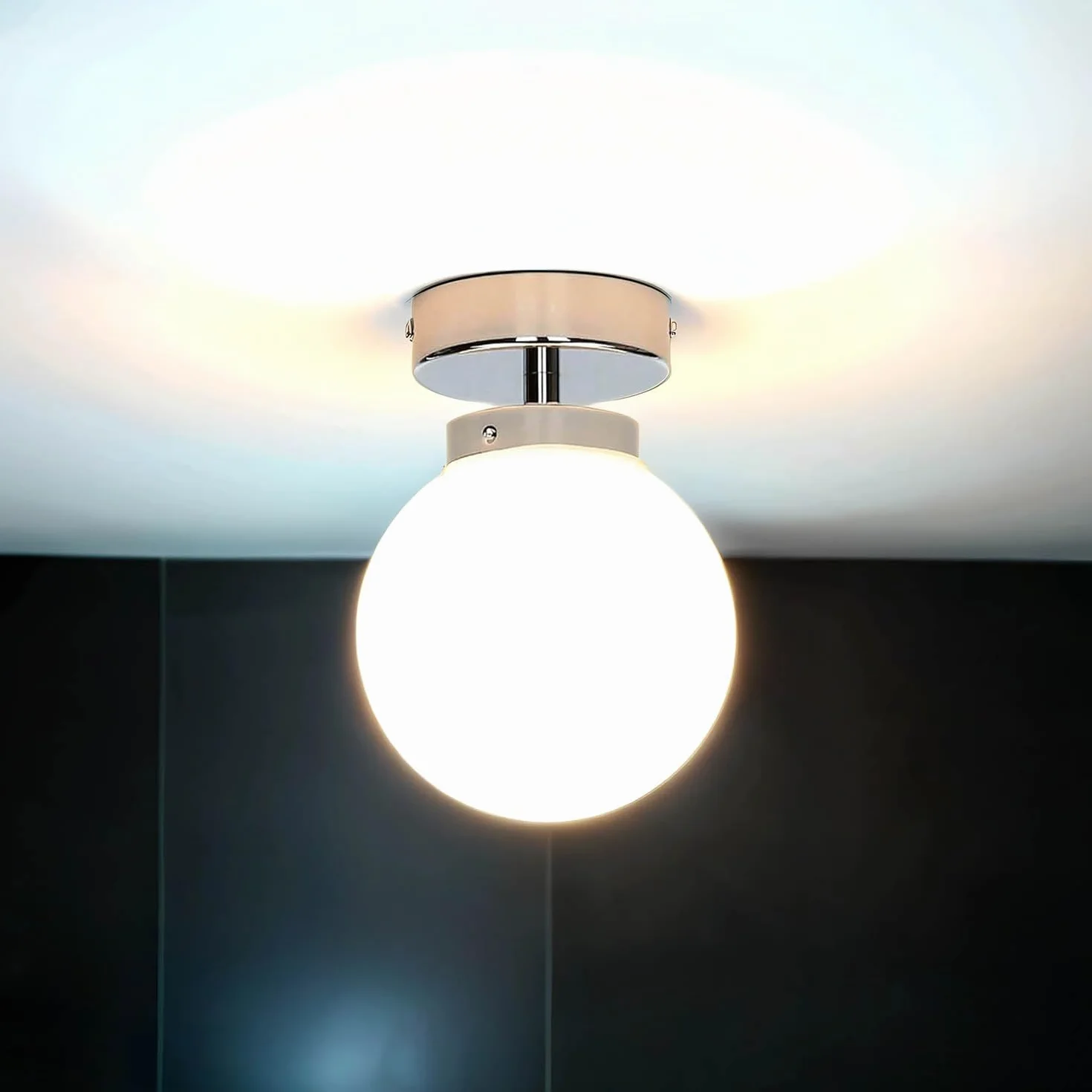 Lámpara de techo bola metal y cristal cromado 1x G9 intercambiable para baño pasillo iluminación atemporal compacta