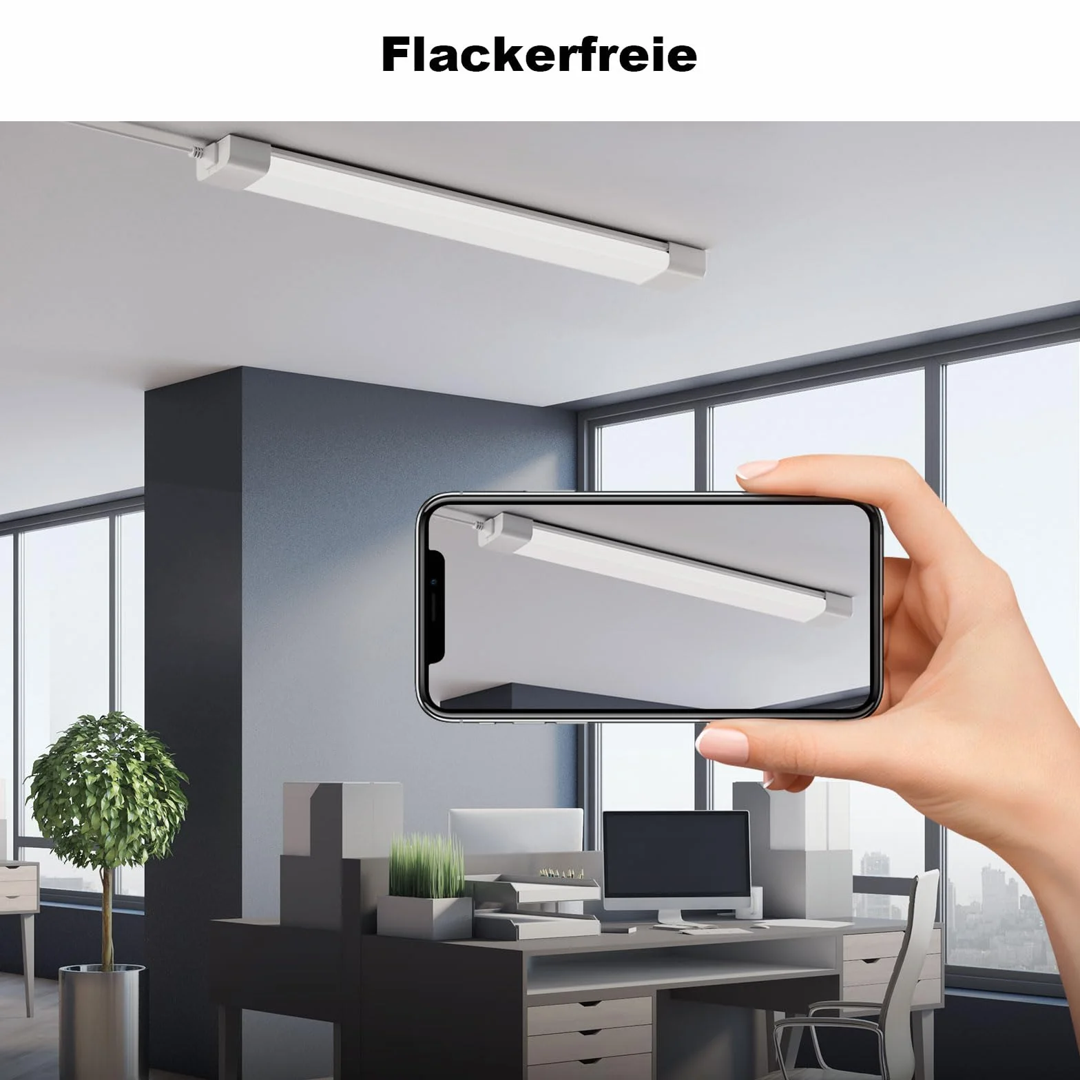 18W Fluorescente LED 60cm, 2000lm Tubo LED de Neón Acoplable, Blanco Natural (4000K) IP65 Impermeable LED Luz de Techo, para Garaje Oficina Sótano Cocina Supermercado
