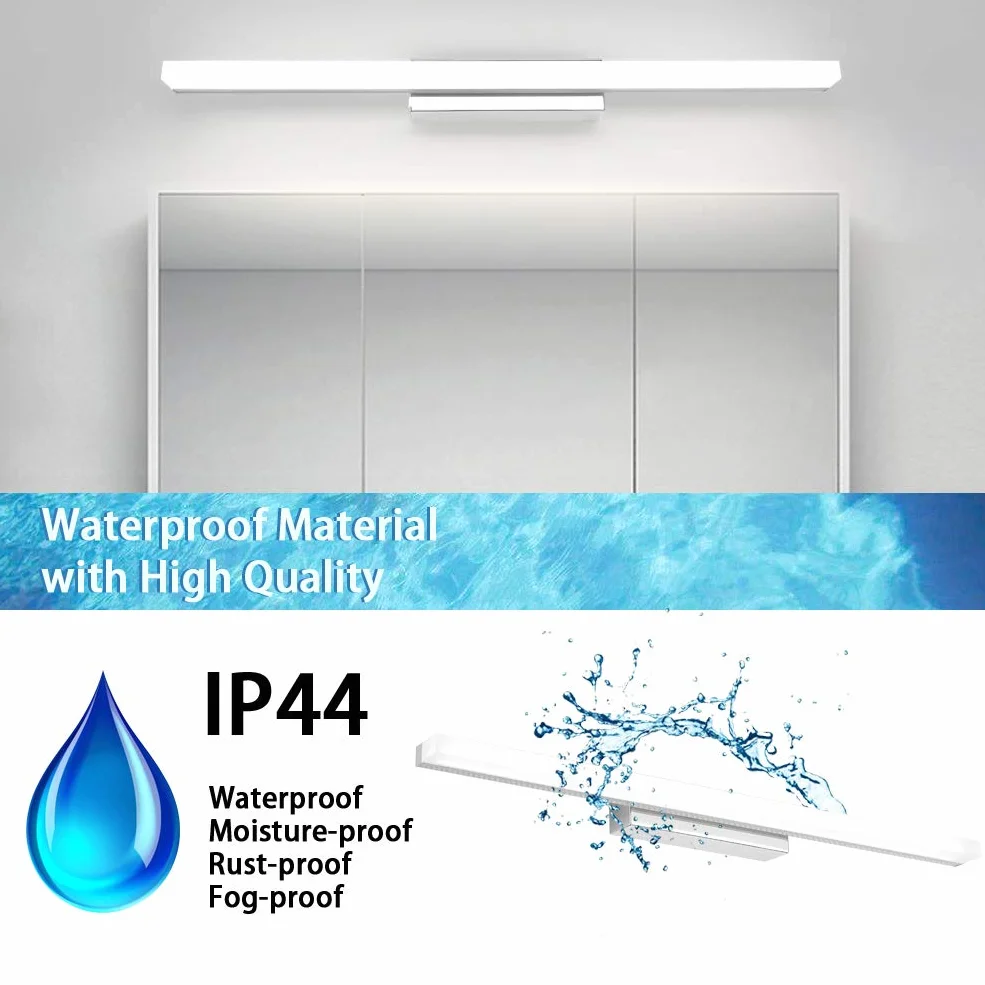 Klighten Lampara LED Espejo Baño 14W 60cm IP44 910 Lumen 110-240V Blanco Frío 6000K
