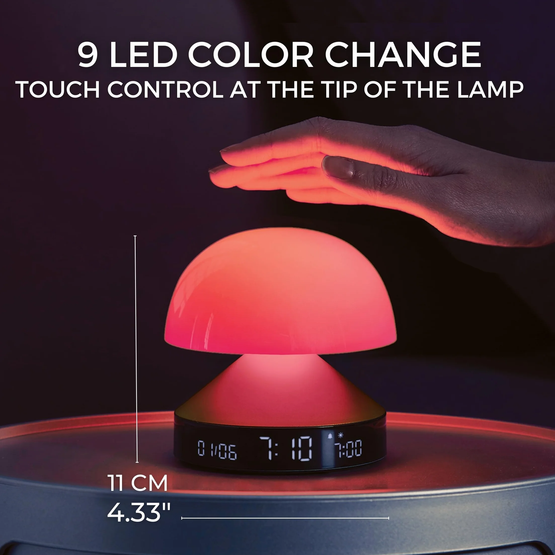 Lexon Mina Sunrise Despertador Luminoso de mañana, simulador de Amanecer y anochecer, 5 Sonidos Naturales, lámpara de Noche LED, luz Nocturna y Terapia de luz - Oro Suave