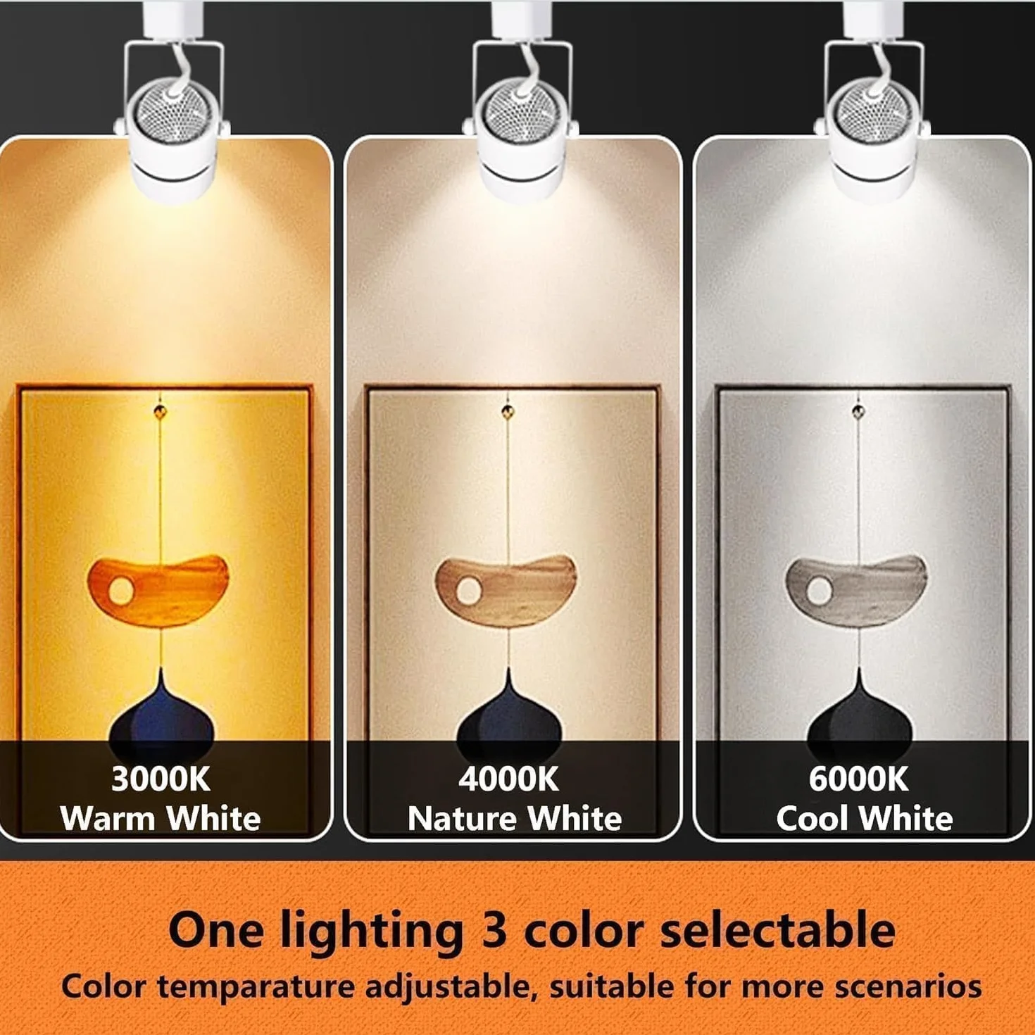 Kit de iluminación LED regulable GU10 10W 3CCT 3000K/4000K/6000K con riel en H 2x1m 6 bombillas intercambiables