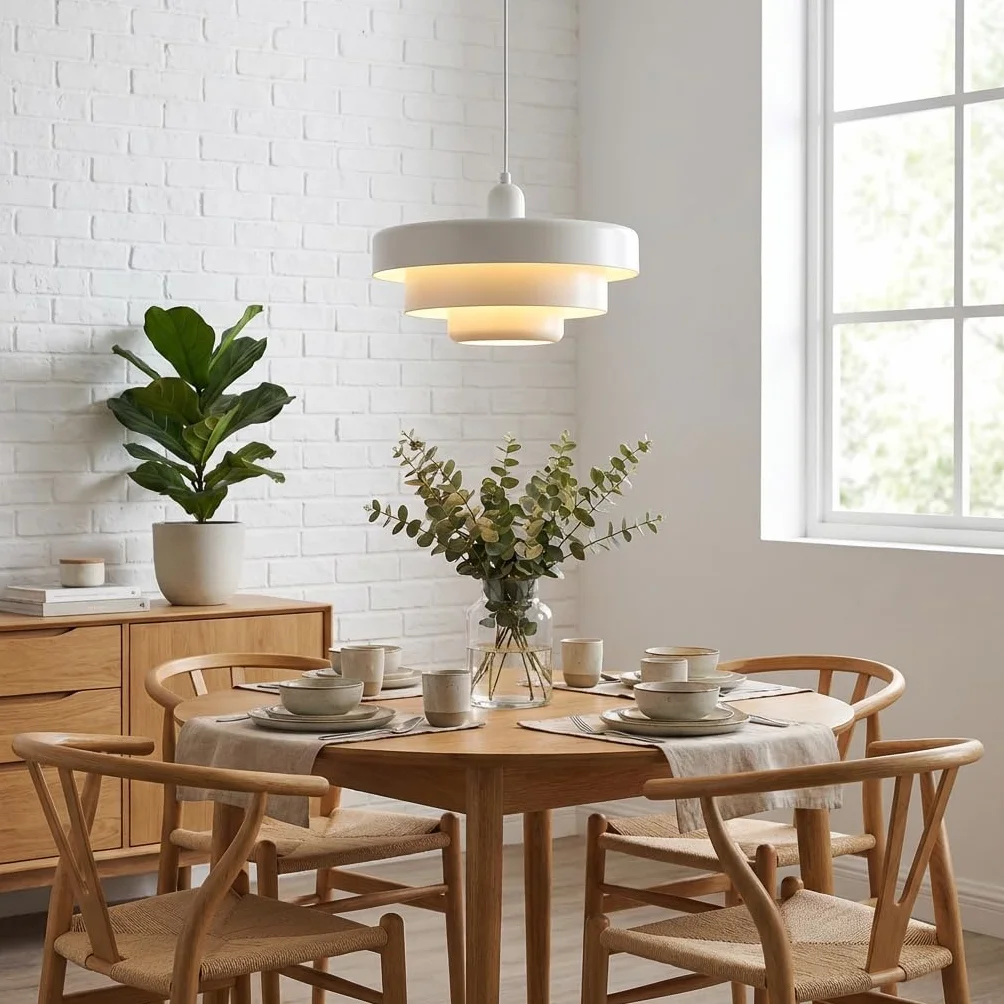 BARCELONA LED Lámpara Colgante MACARRON Blanco 3 Niveles Metal Hierro Estilo Bauhaus E27