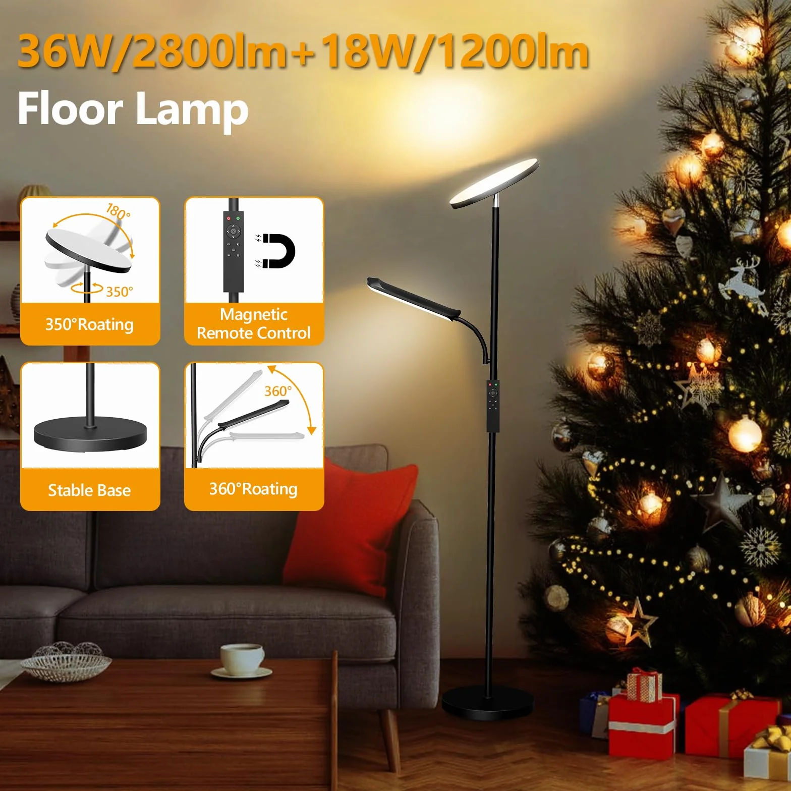 Lámpara de Pie LED Regulable 42W 4000LM 2700K-6500K Control Remoto Táctil