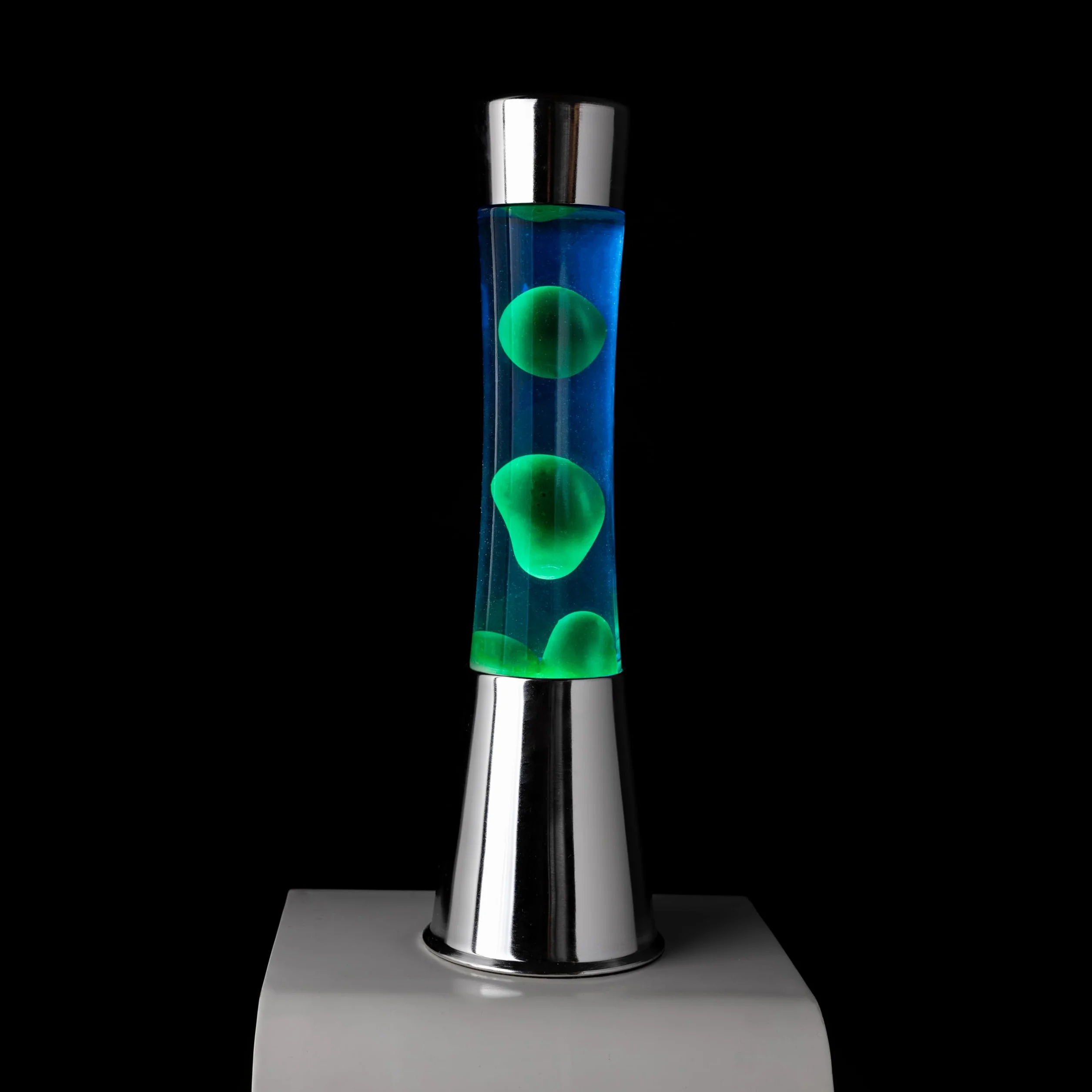 Fisura Lámpara de lava verde y azul 11 cm base cromada con bombilla de repuesto