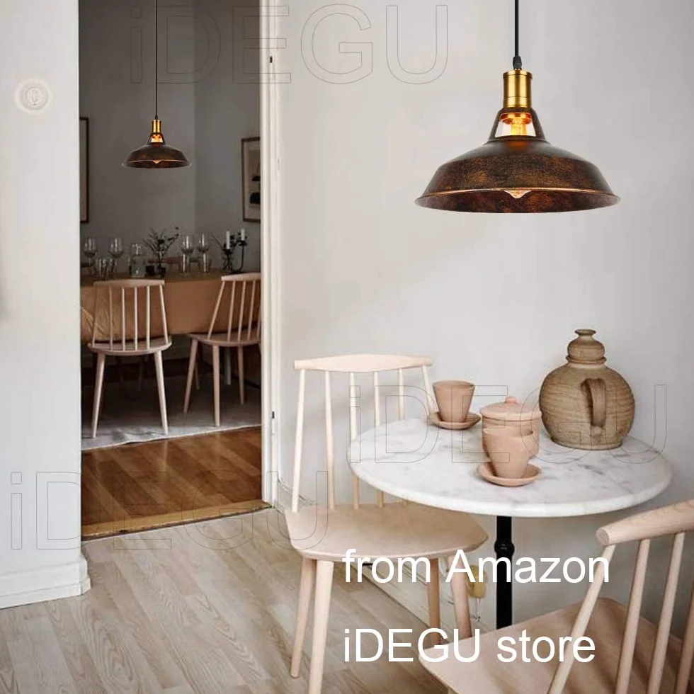 iDEGU Lámparas Colgantes Vintage 2 Piezas Lámpara de Techo Industrial E27 27cm Óxido