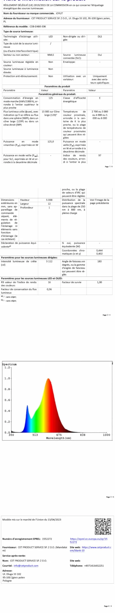 JOYLIT 24V Tira de Luces LED COB 5M Doble Fila IP65 Impermeable 3000K 12900LM CRI 95+ 125W Regulable Blanco Cálido