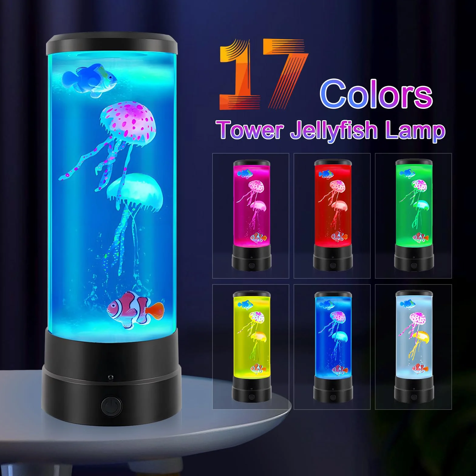 Ambesty Lámpara de Lava Medusas 17 Colores LED con Mando a Distancia
