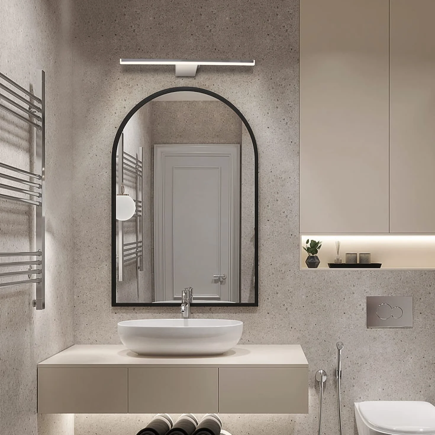 Aplique Espejo Baño con Interruptor Acero Inoxidable 40 cm 10 W 800 lm Blanco Neutro 4000 K IP44 Impermeable