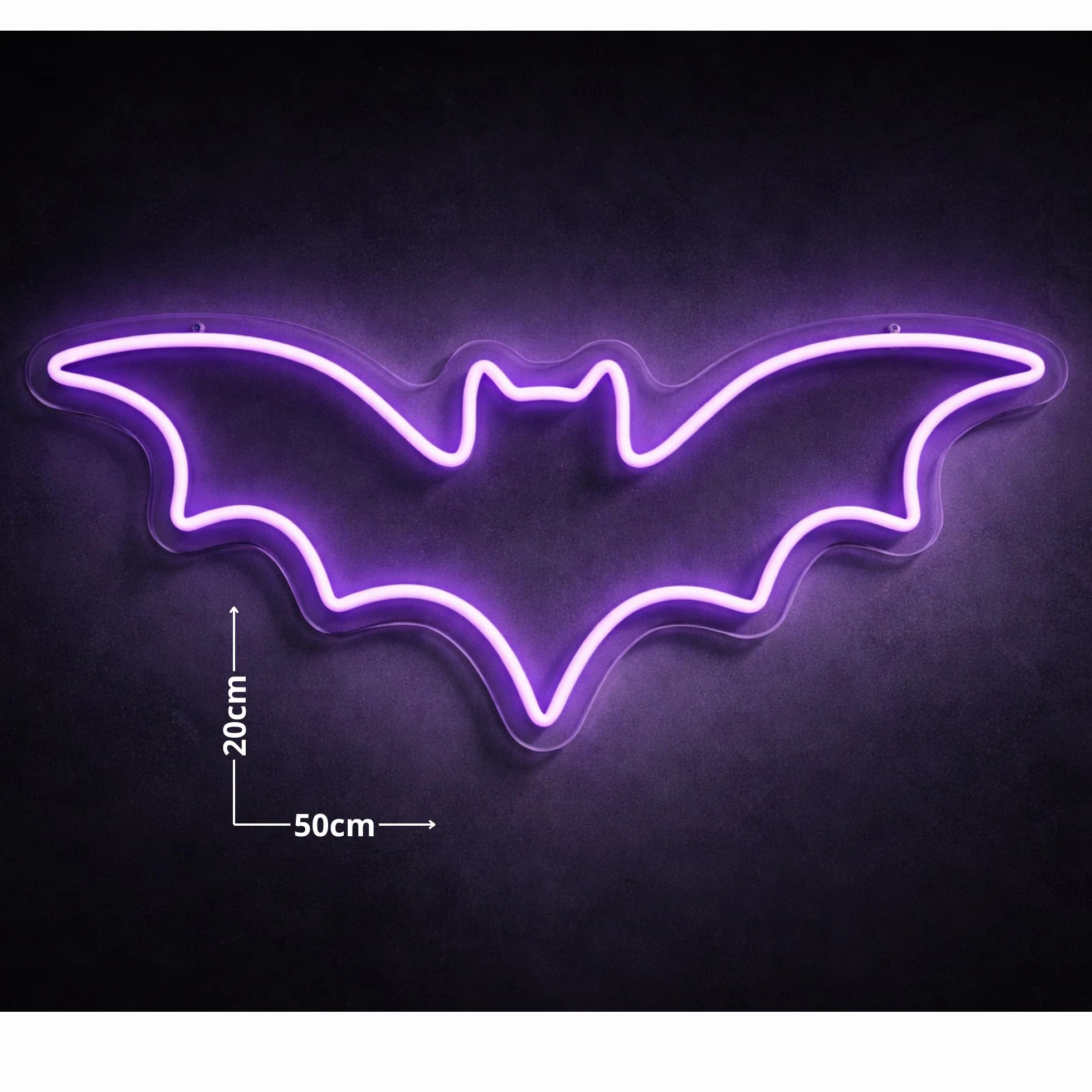 Neón Murciélago LED Grande (50x20 cm) | Cartel Luminoso Dimerizable Gaming Profesional | Decoración Setup Streamer