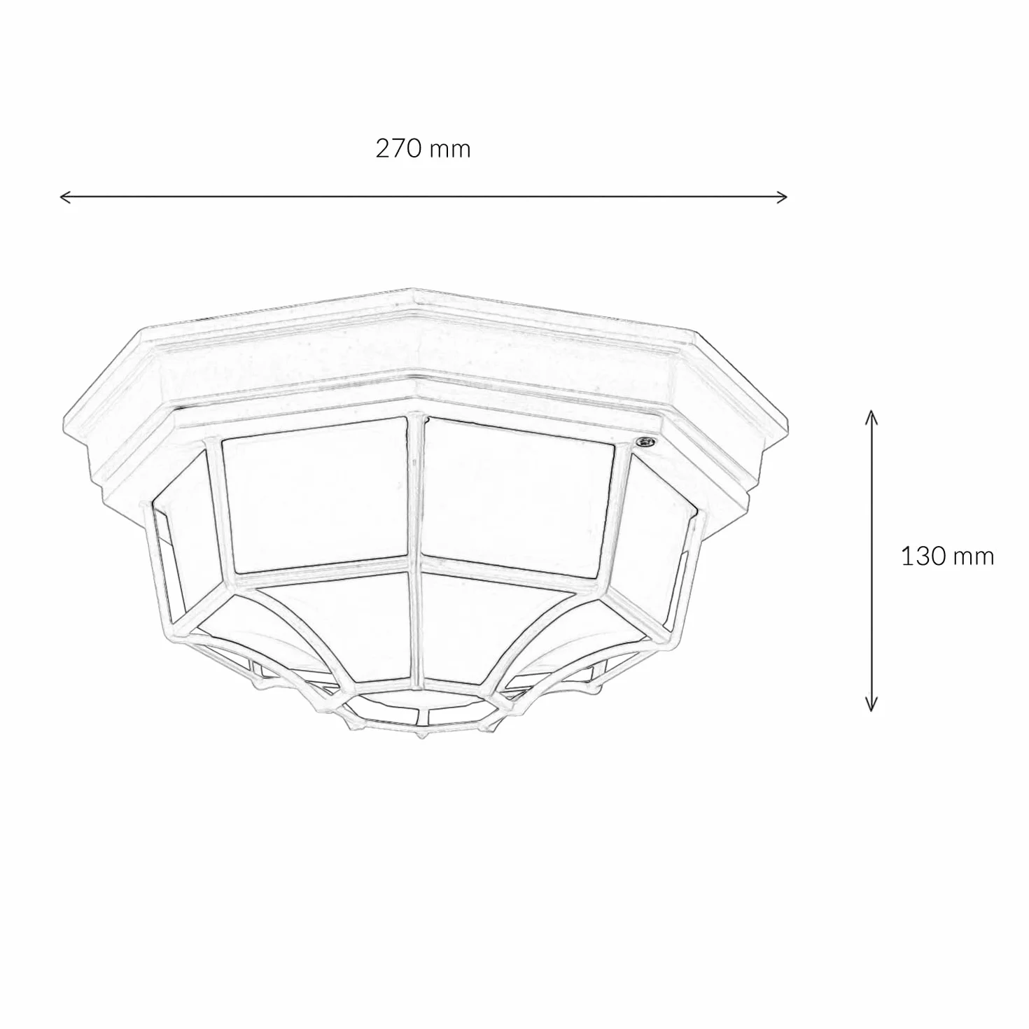 Easylight Lámpara de techo estilo rústico MILANO de aluminio cristal cobre antiguo forma angular A:35,5 cm E27 IP44 Plafón de exterior para terraza jardín