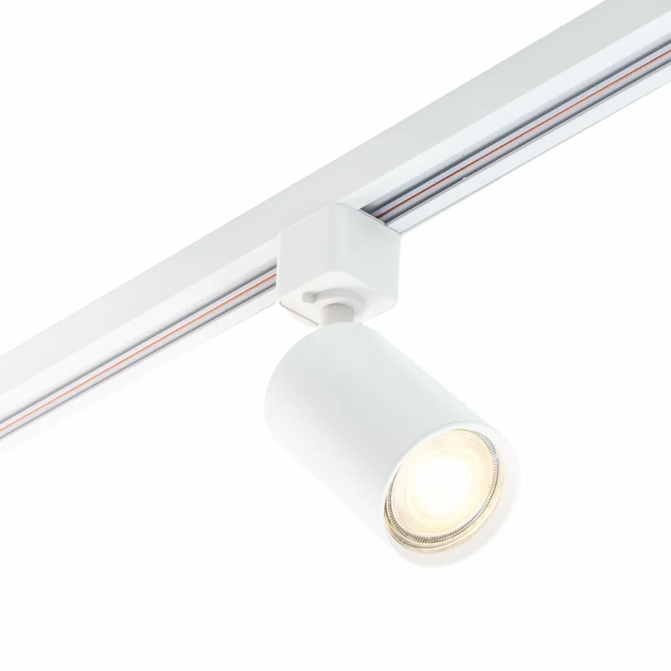 Focus III - Iluminación de riel de 1 fase - GU10 – 200cm – Forma i - 4 focos - Sistema de riel - Blanco