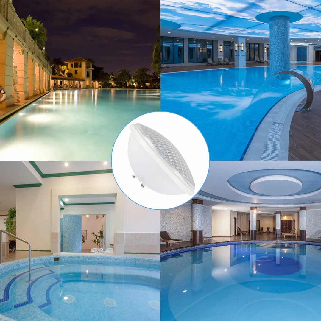 Lámpara LED para piscina, PAR56 luces para piscina, IP68 lámpara de piscina impermeable, 40W luz blanca fría subacuática, reflector de piscina de 12V AC/DC para paisaje, jardín, fuente