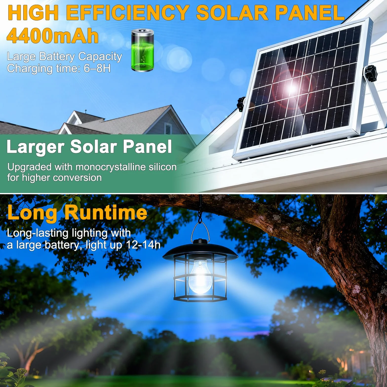 Lámpara Solar Colgante Exterior -3000ML Luz solar exterior con Cuerda de Tracción, Luces Solares Colgantes con 3 Modes, IP65 Impermeable, Lampara solar Exteriors para Jardín Patio Pérgola