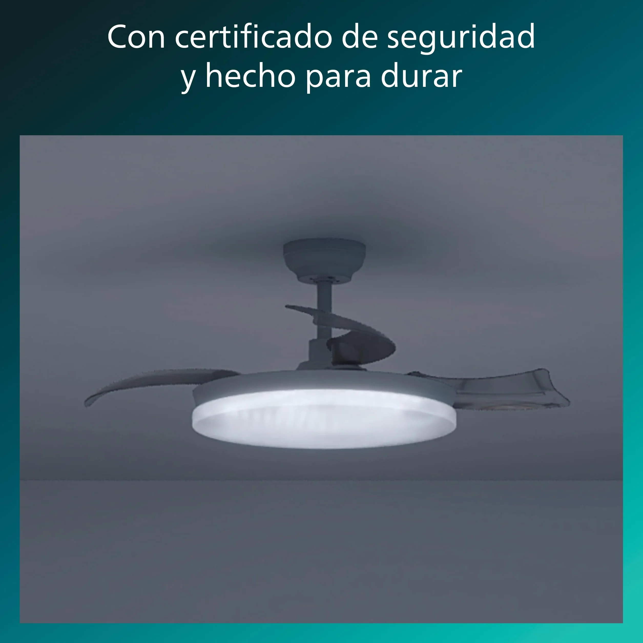 Philips Lámpara de Techo con Ventilador de Aspas Retráctiles LED 106 cm 4500 Lúmenes Blanco Tres Tonos Regulable Mando a Distancia