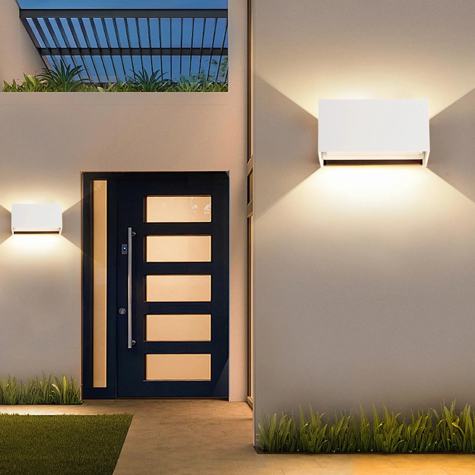 FUPE 25W LED Aplique Pared Exterior Interior IP65 Impermeable Apliques Pared Exterior Lámpara de Pared Aluminio Moderno Aplique Blanco 3000k Luz Cálida, Ángulo de luz Ajustable, Fácil de instalar