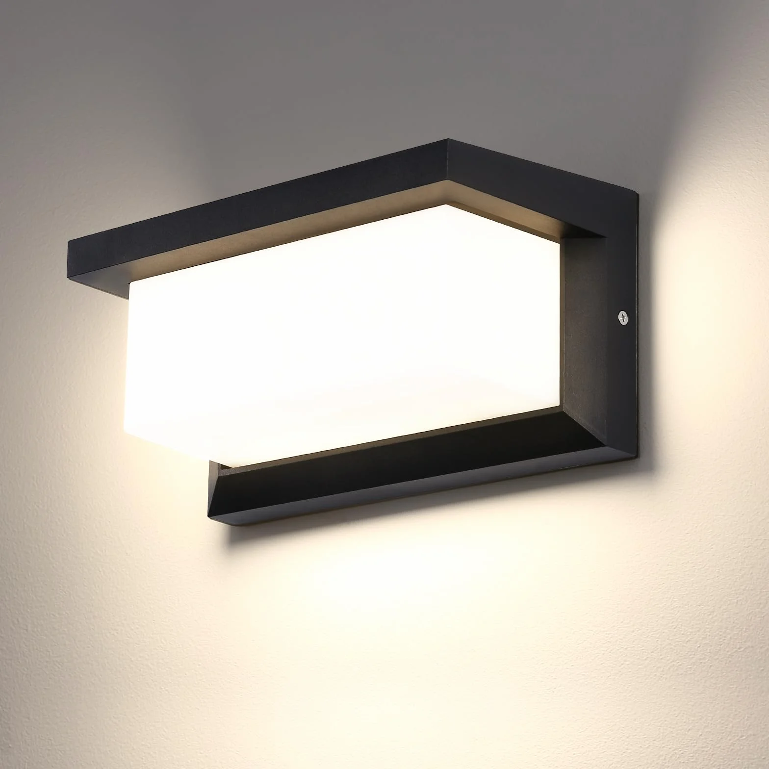 Aplique Pared Exterior 18W Lampara Exterior Pared Impermeable IP66 Negro LED Aplique de Pared,Luz de Pared Moderno para Jardines Pasillo Terraza, 1800Lumen-Neutro Blanco 4500K
