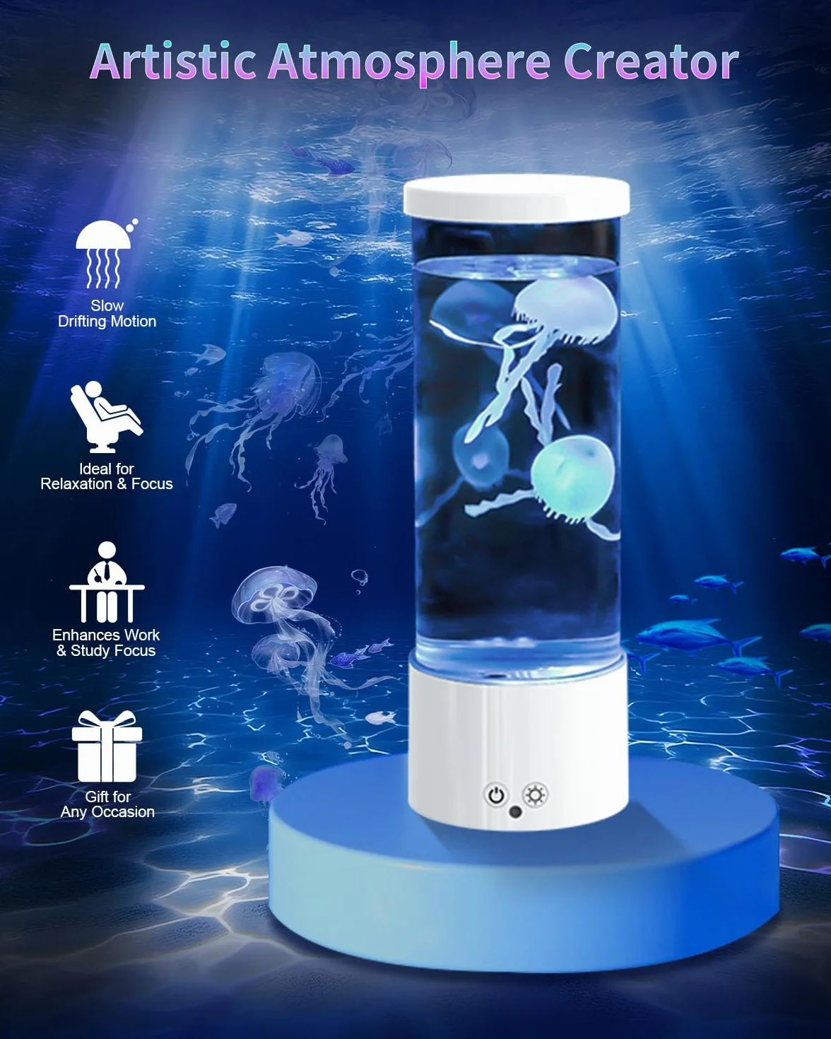 Lámpara de Lava Medusa Acuario USB con 17 Colores LED Control Remoto Luz Nocturna