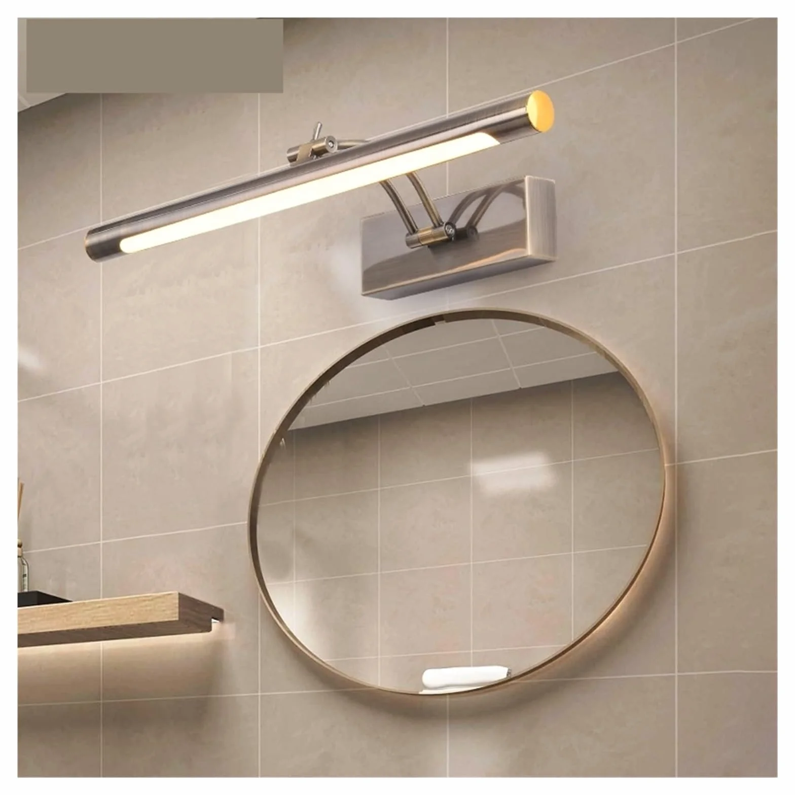Lámpara de pared LED moderna baño acero inoxidable resistente al agua L40/55/70CM con interruptor
