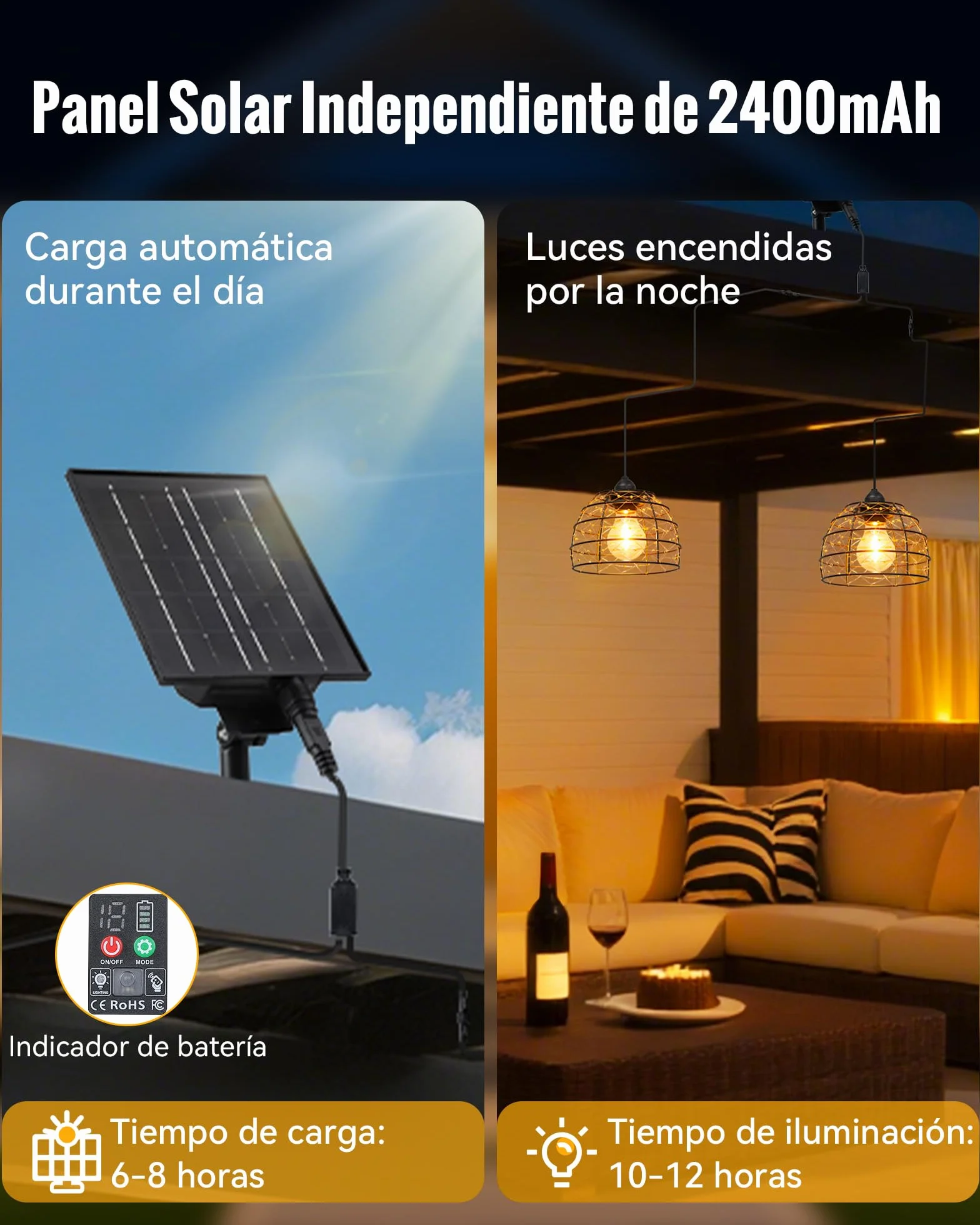 Lámpara Solar Exterior de Estilo Bohemio, Impermeable IP65 Luces Exterior Solar con Temporizador de 4/6/8 Horas y 4 Ajustes de Brillo, para Patios, Balcones y Jardines - 2 Unidades