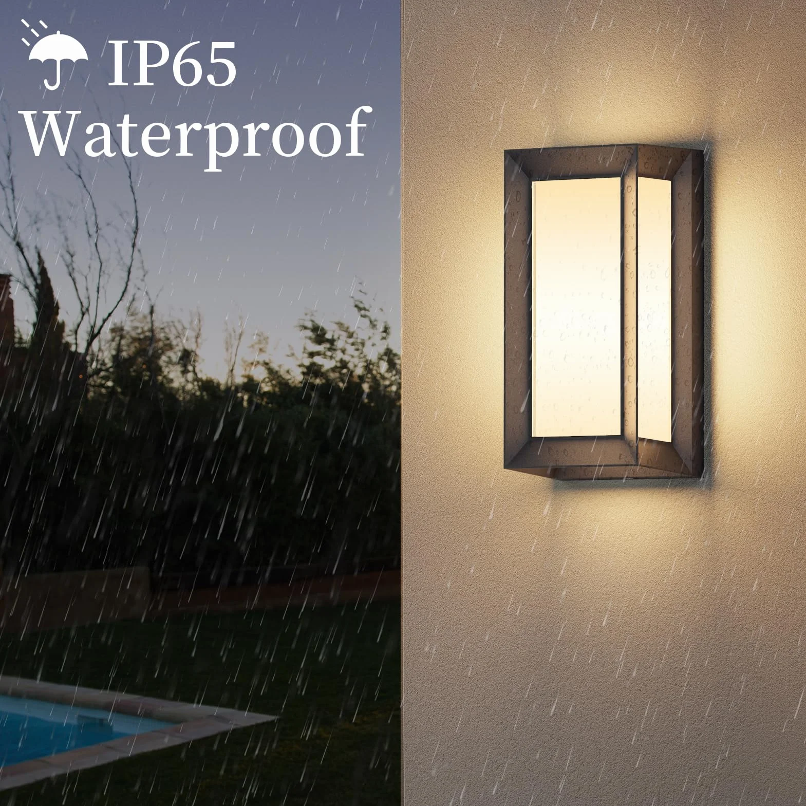 Klighten Apliques de Pared E27 Exterior Interior, Max 60W, IP65 Impermeable Luz de Pared, Moderno Lámpara de Pared para Entrada Terraza Ingresso, PC + Alluminio, Bombilla no Incluida, Negro