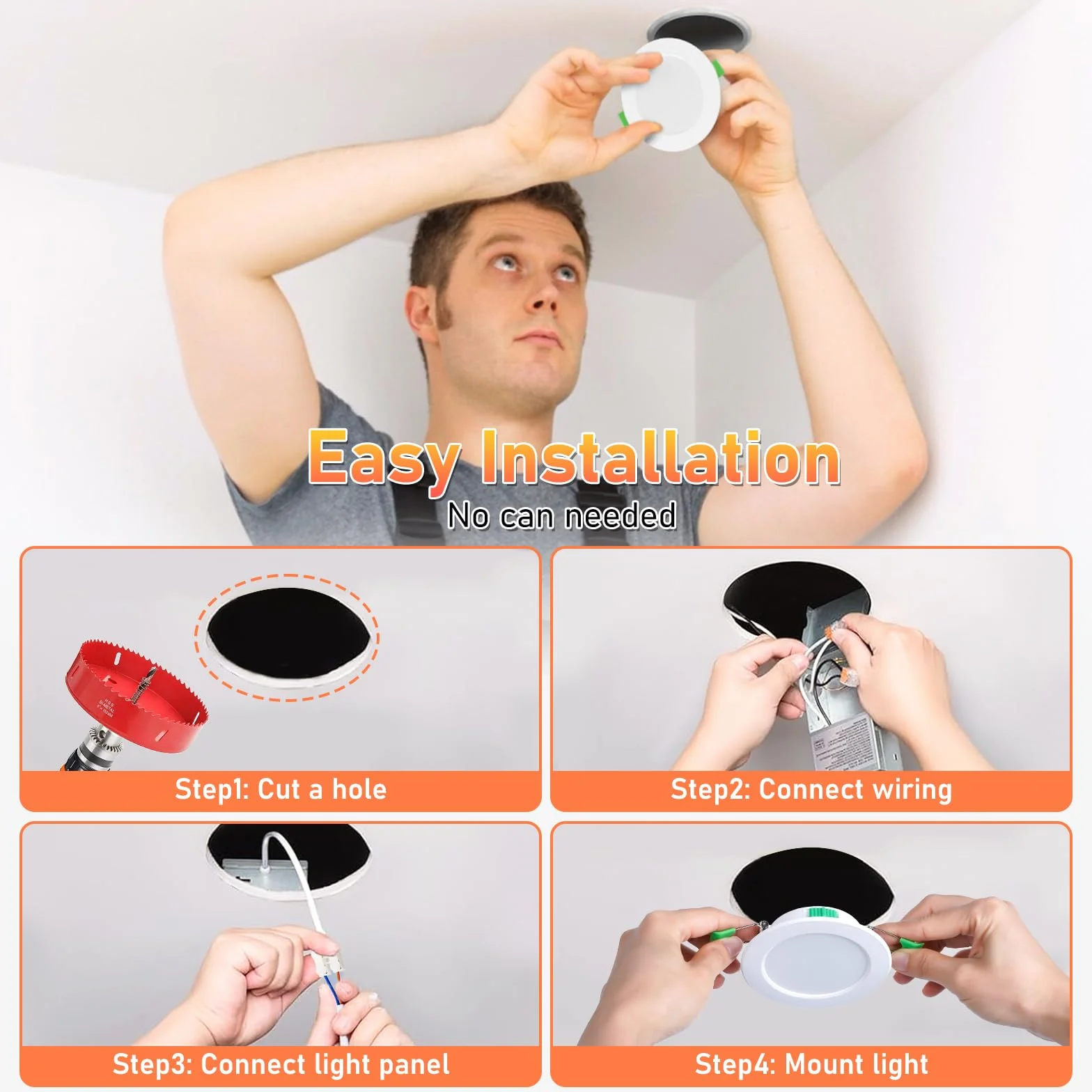 Hossom Downlight LED Techo Empotrable 7W 600LM 230V IP44 Corte 67-75mm Blanco Cálido 3000K Natural 4000K Frio 6500K Pack 6