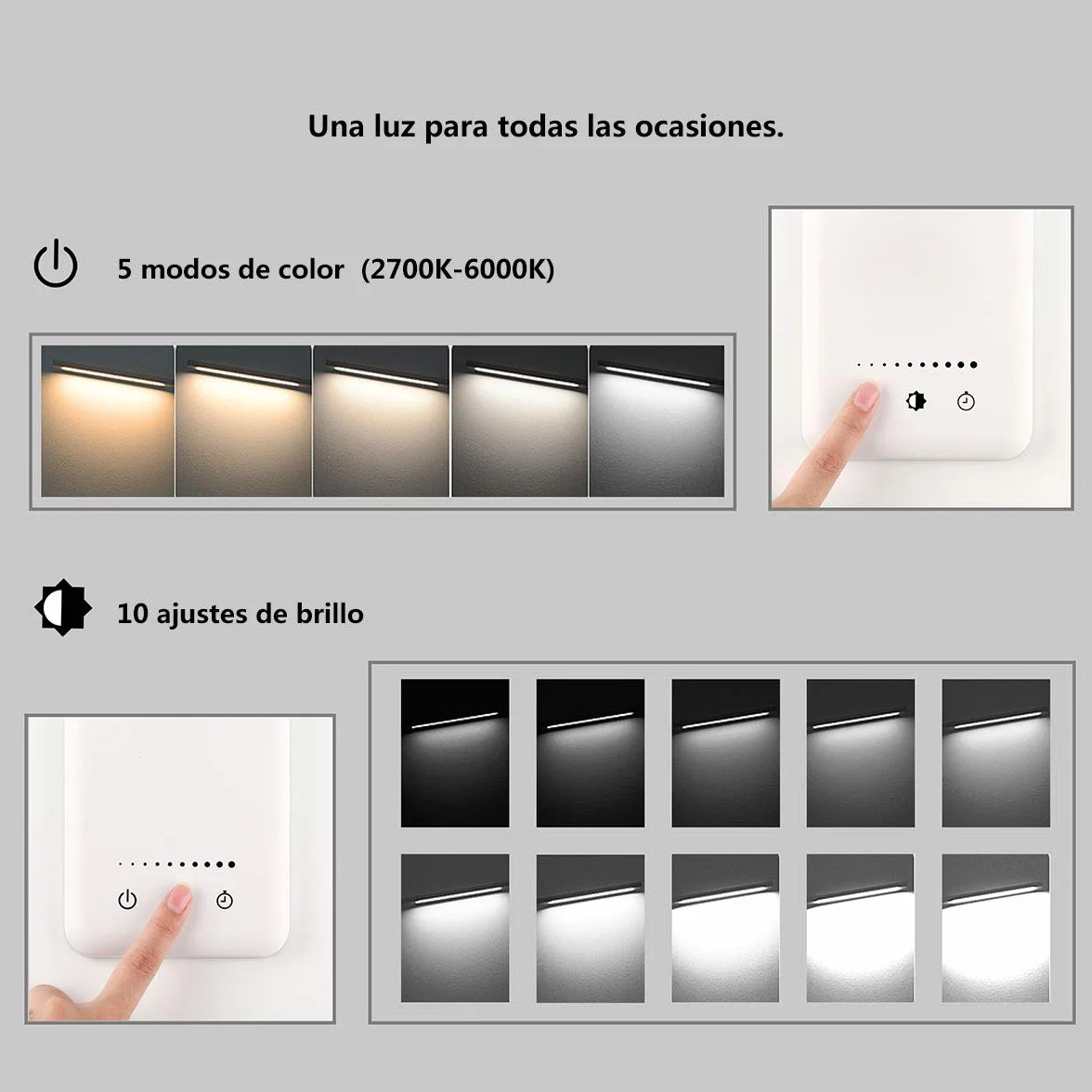 SLATOR Lámpara Escritorio LED Flexo Cuidado Ocular USB 5 Modos 10 Niveles Brillo Temporizador 30/60min Memoria