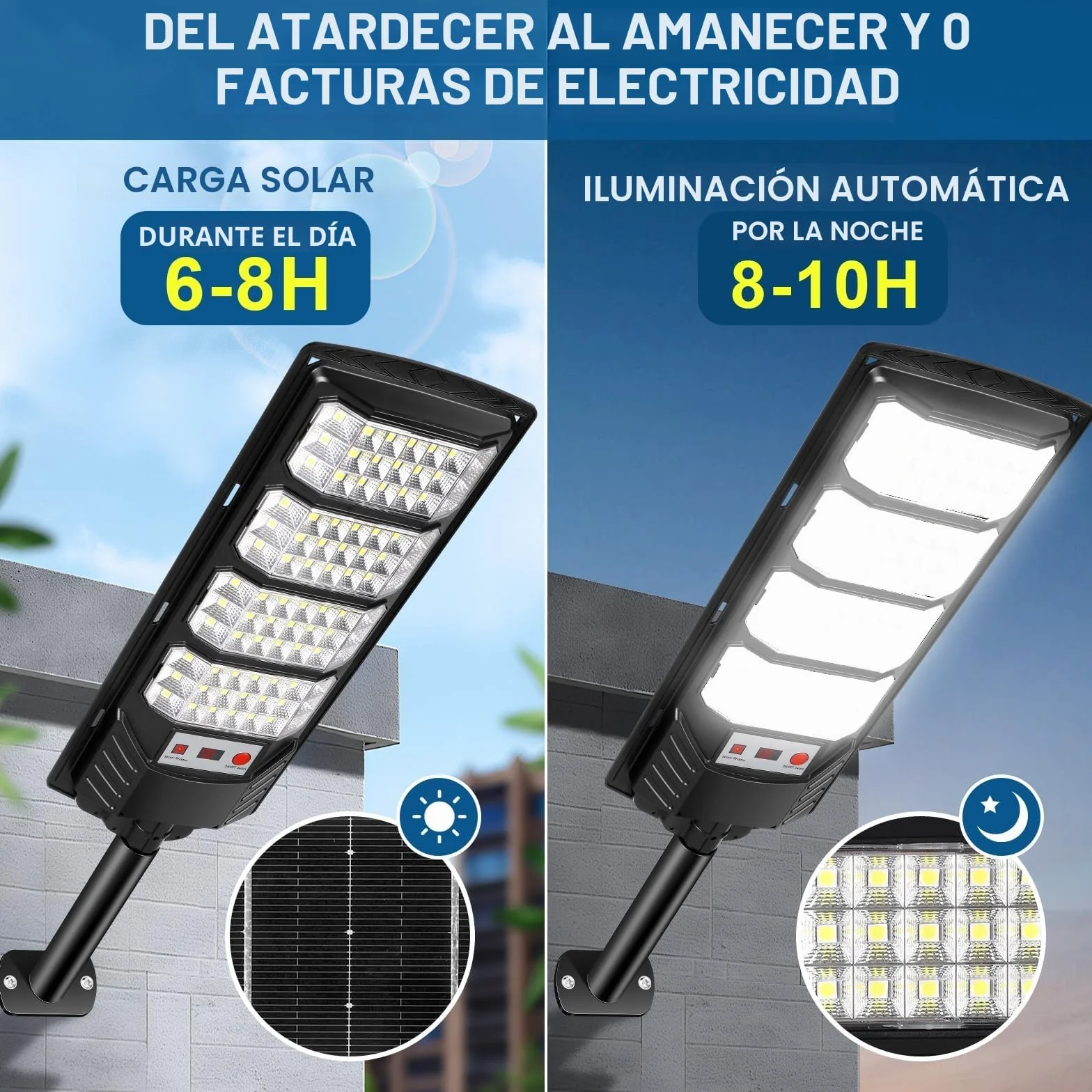 Farolas Solares Exterior 600W, 84 LED Farola Potente con Control Remoto,IP66 Impermeable Luz Solar Exterior Sensor de Movimiento,Foco Solar Luz de Seguridad para Jardín, Patio,2 Paquetes
