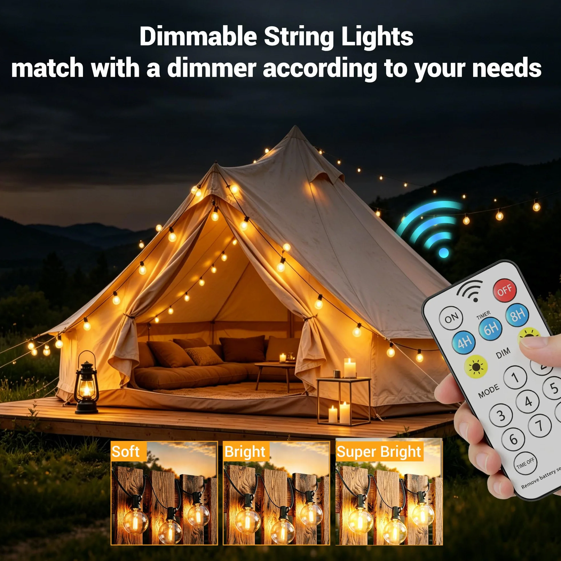 Guirnalda Luces Exterior Solar 30+2 LED IP44 2700K Blanco Cálido para Jardín Patio
