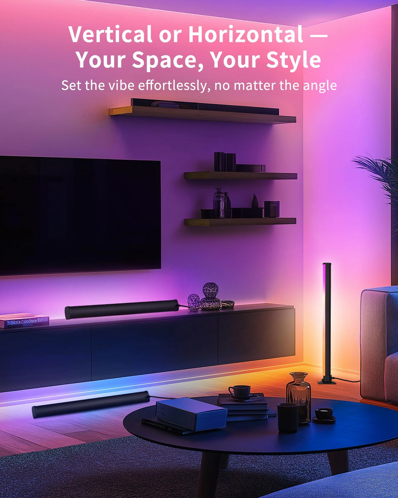 Barras LED RGB para TV y Gaming, 25cm Luces Inteligentes, LED TV Ambilight Sincronizado, Control por App, Decoración para Sala de Juegos e Idea de Regalo VYBE Desk