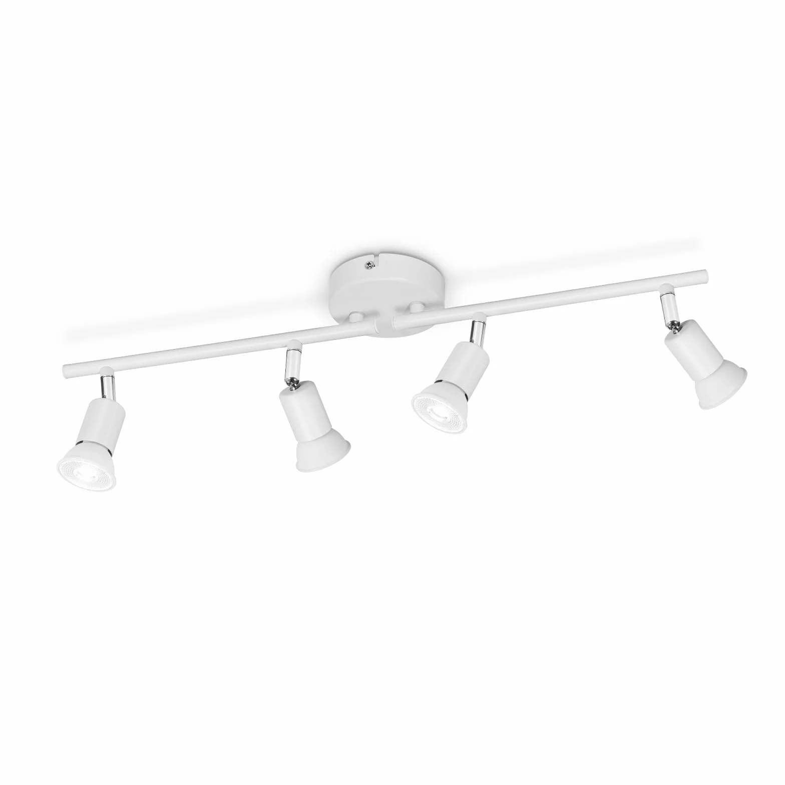 Ketom GU10 Focos Techo Blanco, Lampara Focos Techo con 4 Focos Orientable, Moderno Plafón LED Para Interiores Giratorio, Industrial Para Dormitorio, Pasillo, Cocina, Sin Bombilla