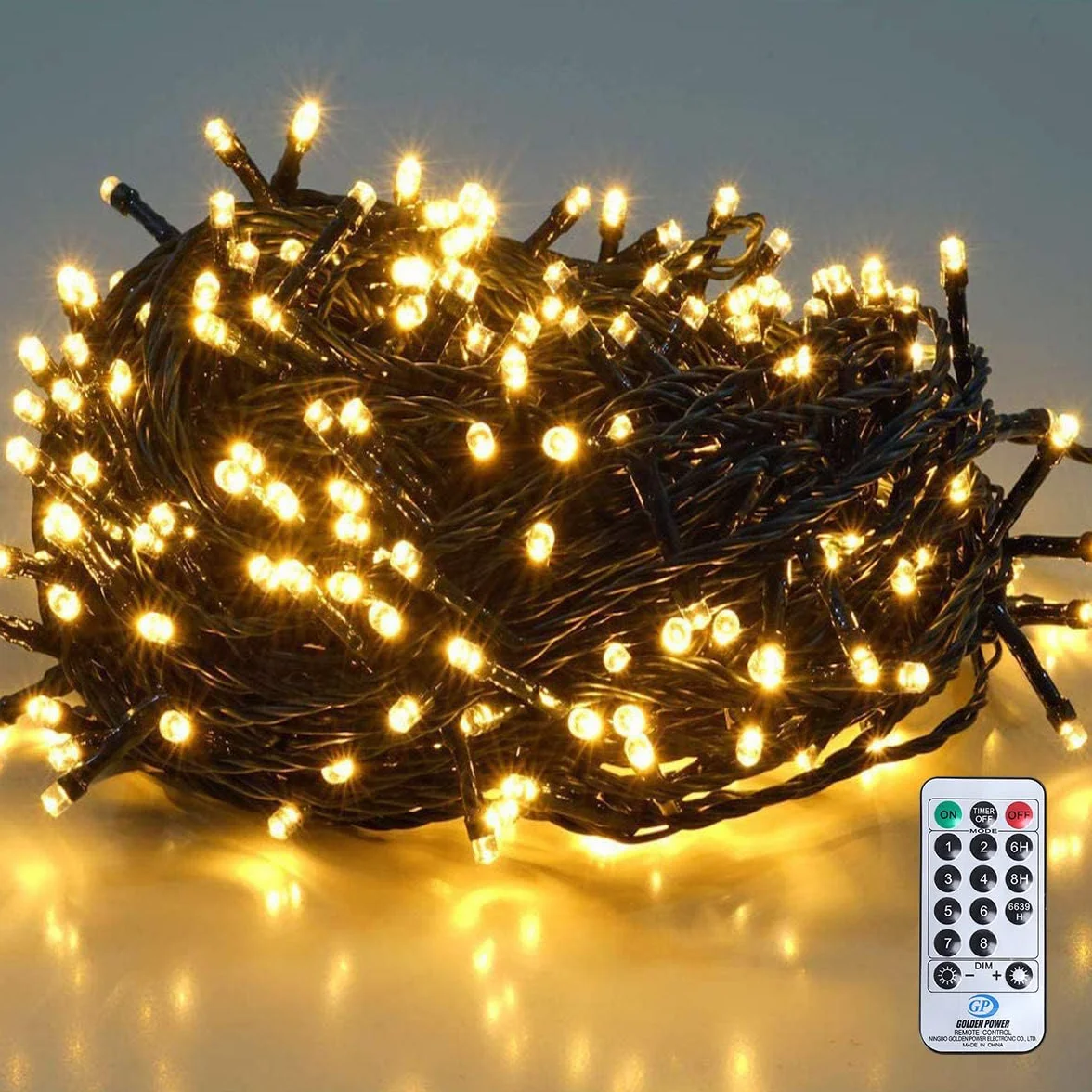 SALCAR Cadena de Luces LED 23m 360 LEDs IP44 Impermeable 8 Modos Blanco Cálido