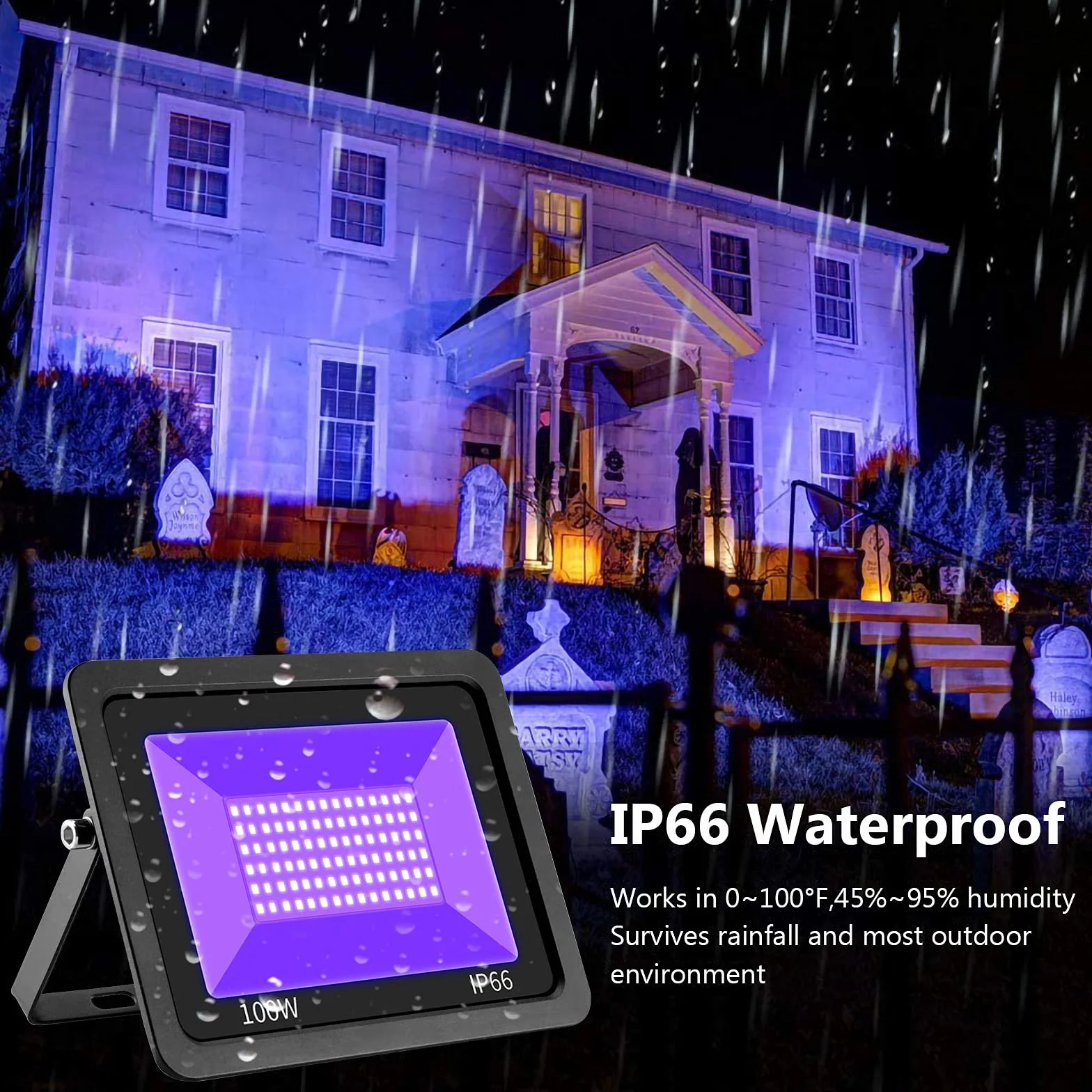 UV Luz negra LED Eleganted 100W LED decorativa violeta Etapa,IP66 Impermeable UV-A 395-400nm Luz de inundación de longitud para fiesta, DJ, escenario entretenimiento