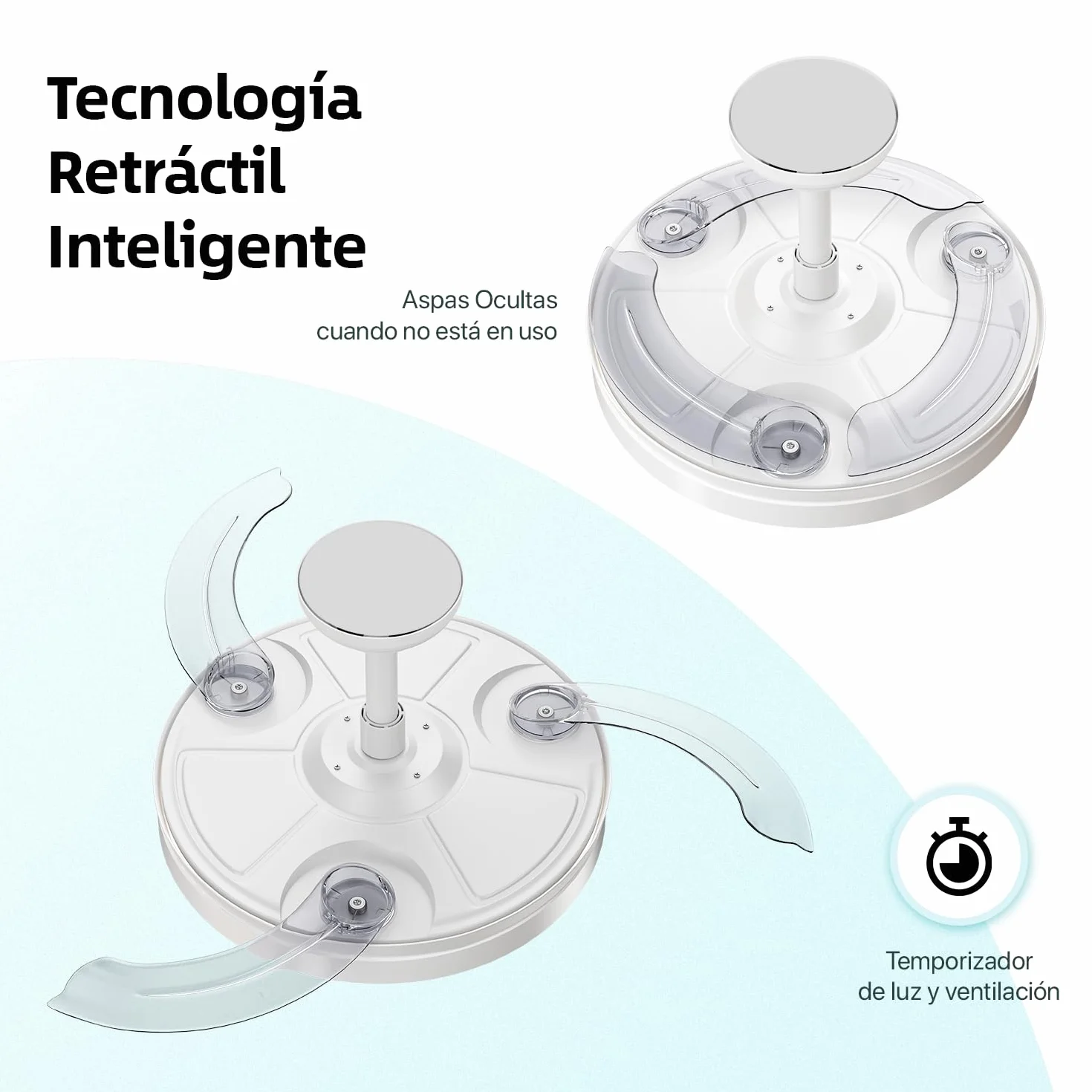 LEDUNI Ventilador de techo Blanco 72W 7590lm Aspas retráctiles Motor DC 30W Luz LED 42W Regulable Mando a distancia