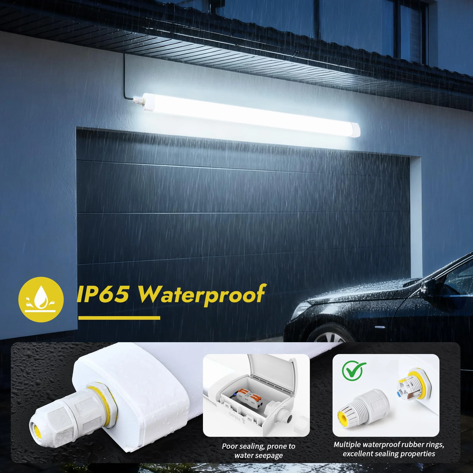 GeyouLux Fluorescente LED 90cm Plafon 30W 3780lm 5000K IP65 Estanca Tubo 144 LEDs Blanco Cocina Taller