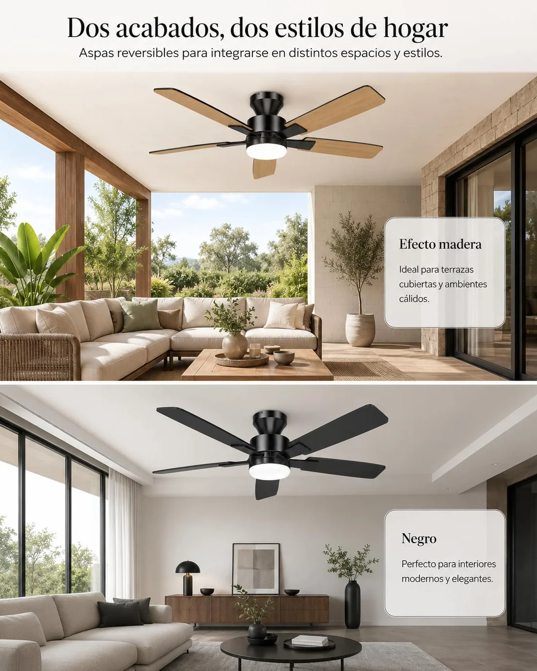 Airwit Ventilador de Techo con Luz 132cm, Silencioso, Mando a Distancia, 6 Velocidades, LED Regulable, Motor DC Reversible