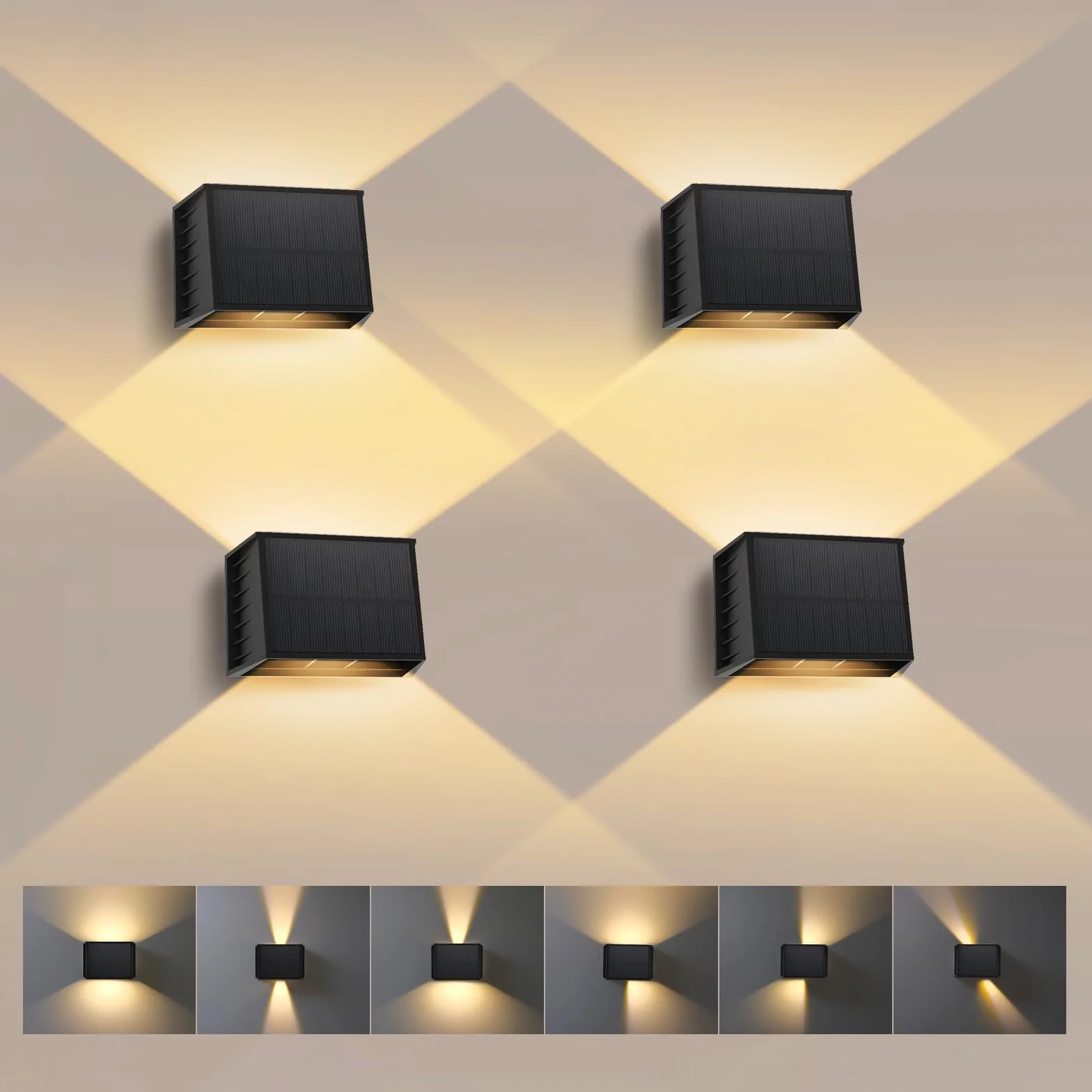 T-SUN Lámparas Solares para Exterior 3000K IP65 Impermeable LED Solar Pared Jardín