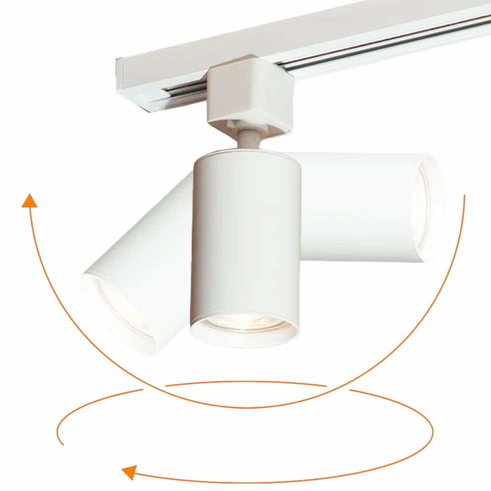 Focus III - Iluminación de riel de 1 fase - GU10 – 200cm – Forma i - 4 focos - Sistema de riel - Blanco
