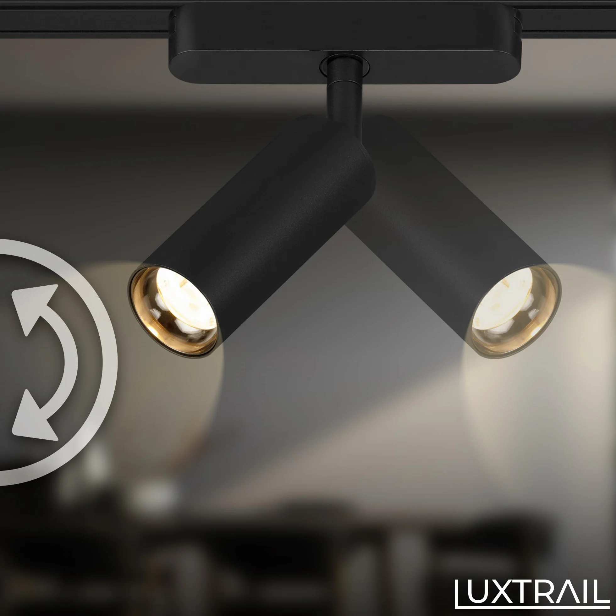 BRILONER Luxtrail Sistema de carriles set de prolongación 2x LED spots extensible orientable 1m negro